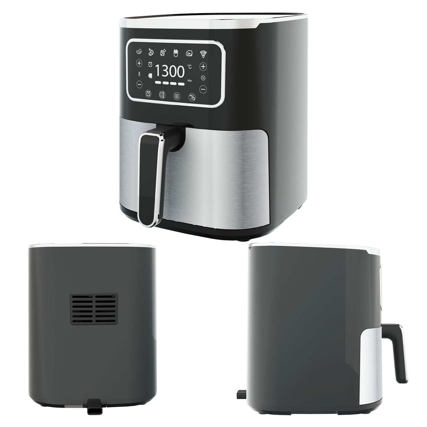 5.5L Digital Stainless Steel Air Fryer 1300W with Timer & Viewing Window