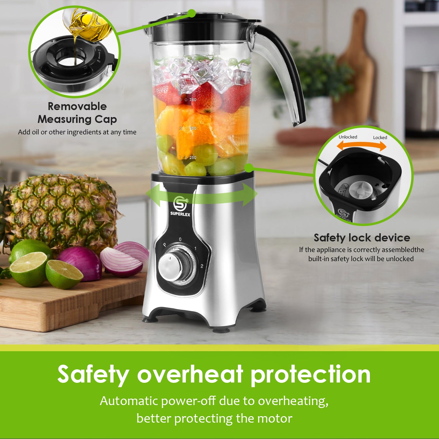 3 in 1 Jug Blender with Multi-Function Blades and High-Speed Performance