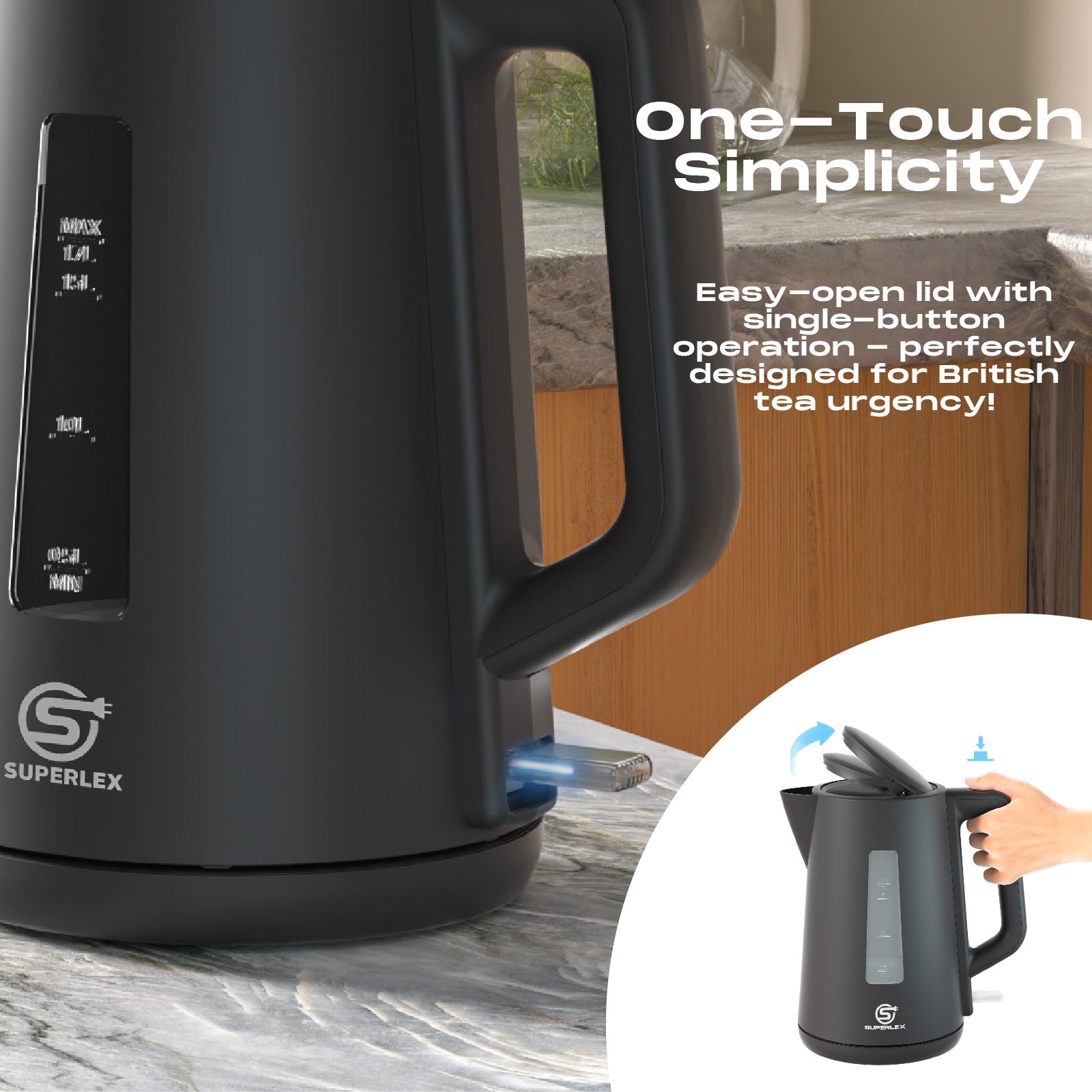 2200W 1.7L Electric Kettle with Adjustable Temperature & Auto Shut-Off