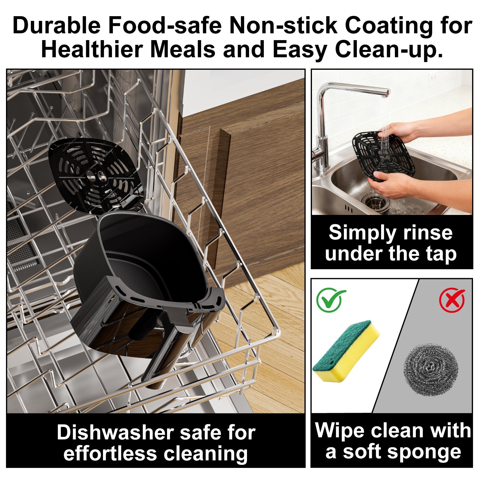 2.3L Manual Air Fryer with Adjustable Temperature & 30-Min Timer