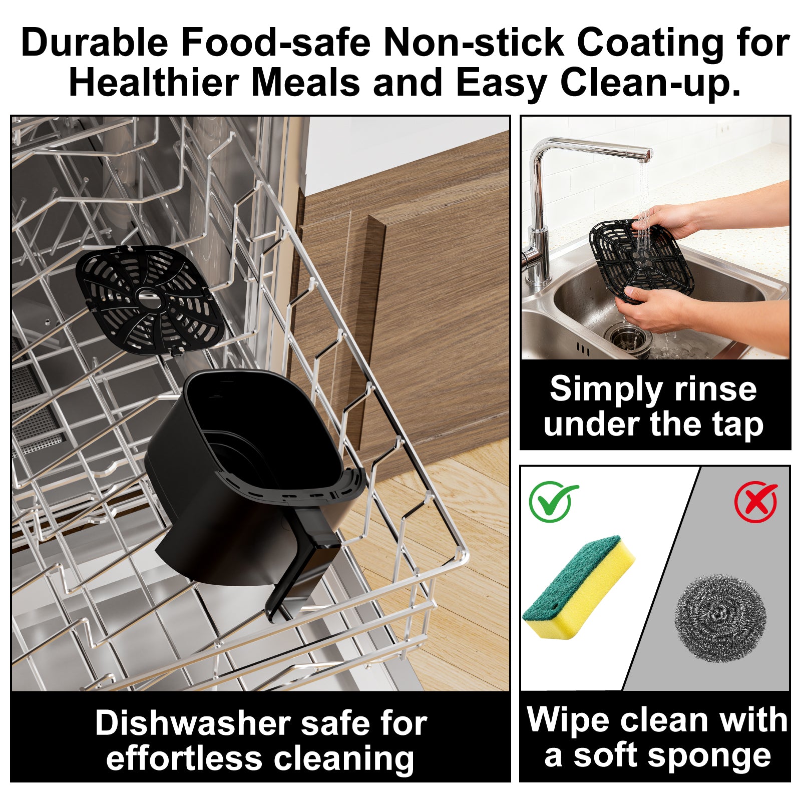 2.5L Manual Air Fryer with Adjustable Temperature Control