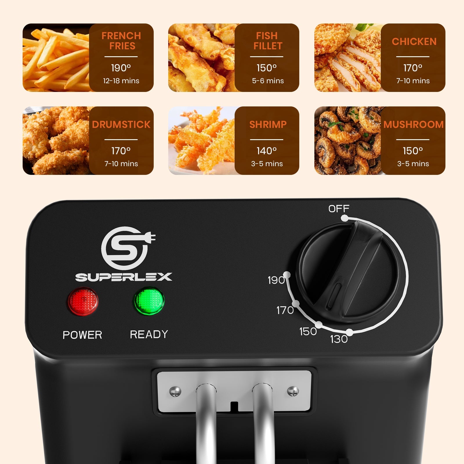 3L Stainless Steel Deep Fat Fryer 2000W with Adjustable Temperature & Safety Basket