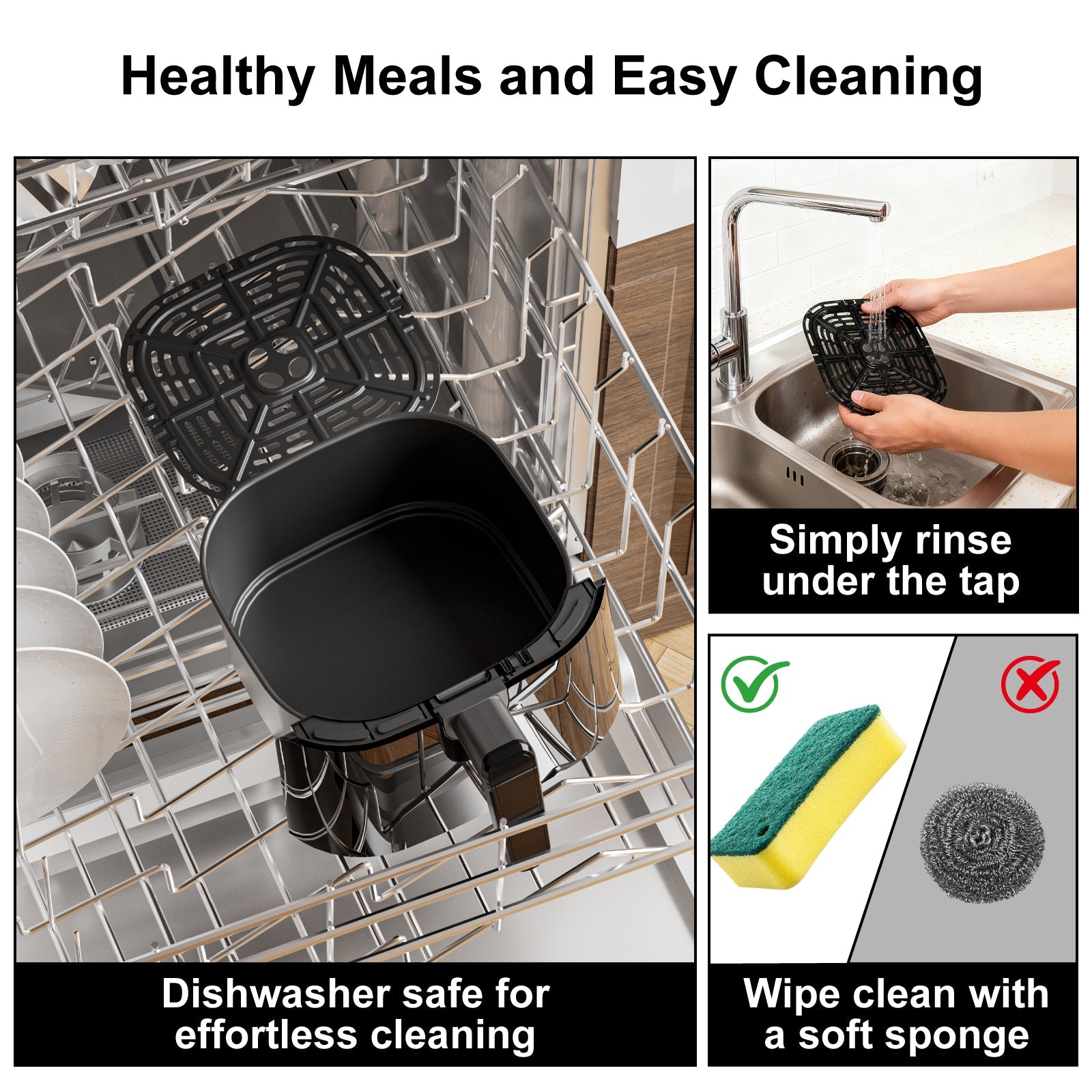 5L Manual Air Fryer with 360° Rapid Air Circulation for Healthy Cooking