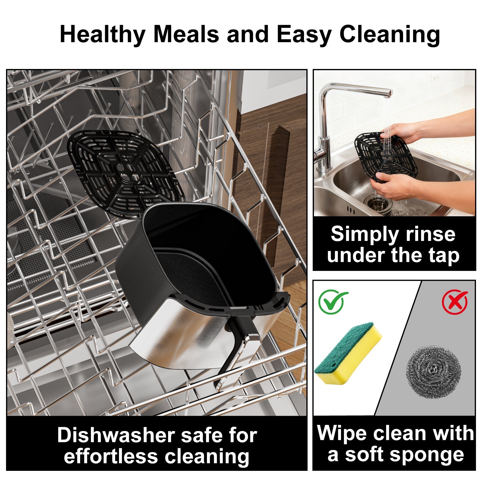 5.5L Digital Stainless Steel Air Fryer 1300W with Timer & Viewing Window