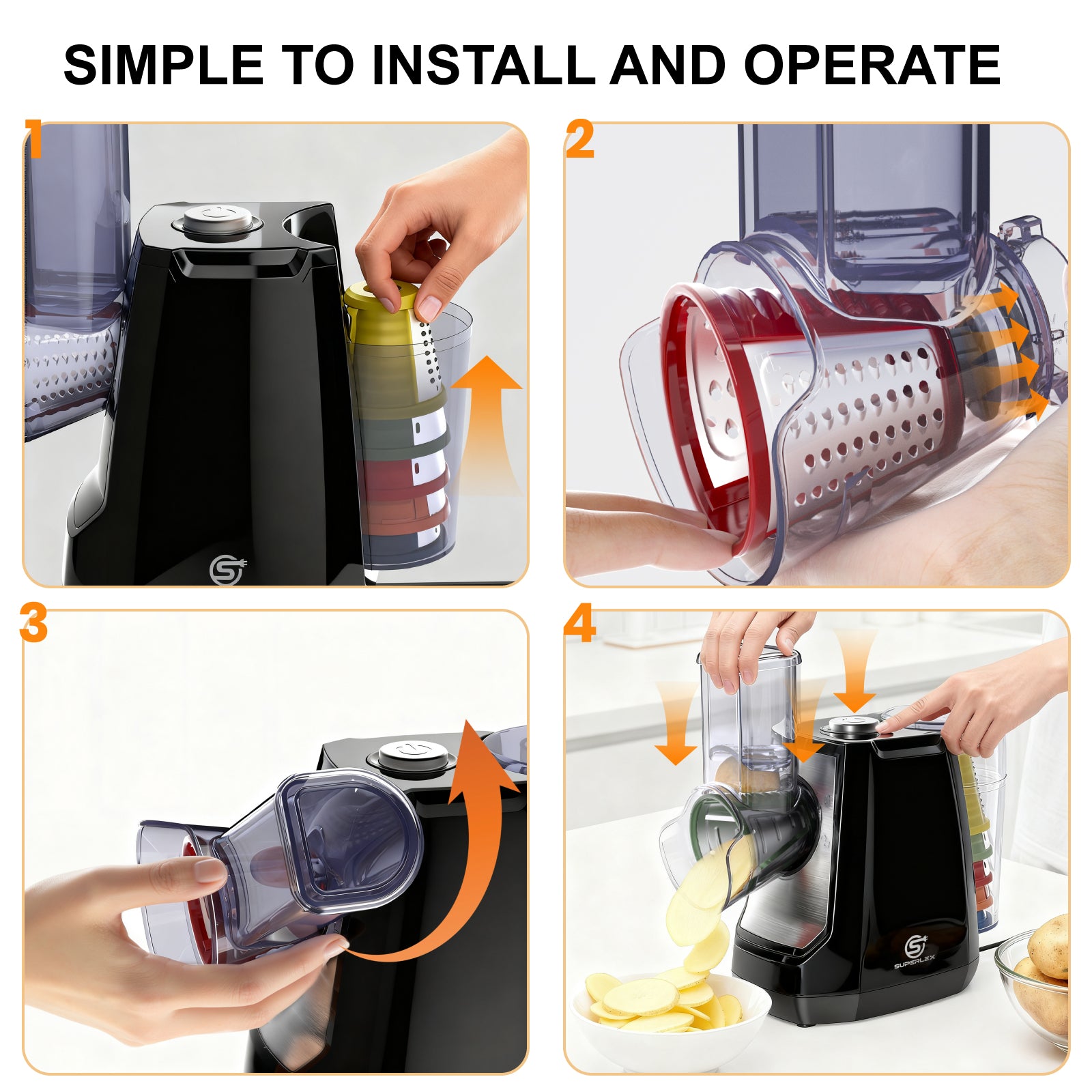 Electric 5-in-1 Salad Spinner with Stainless Steel Blades