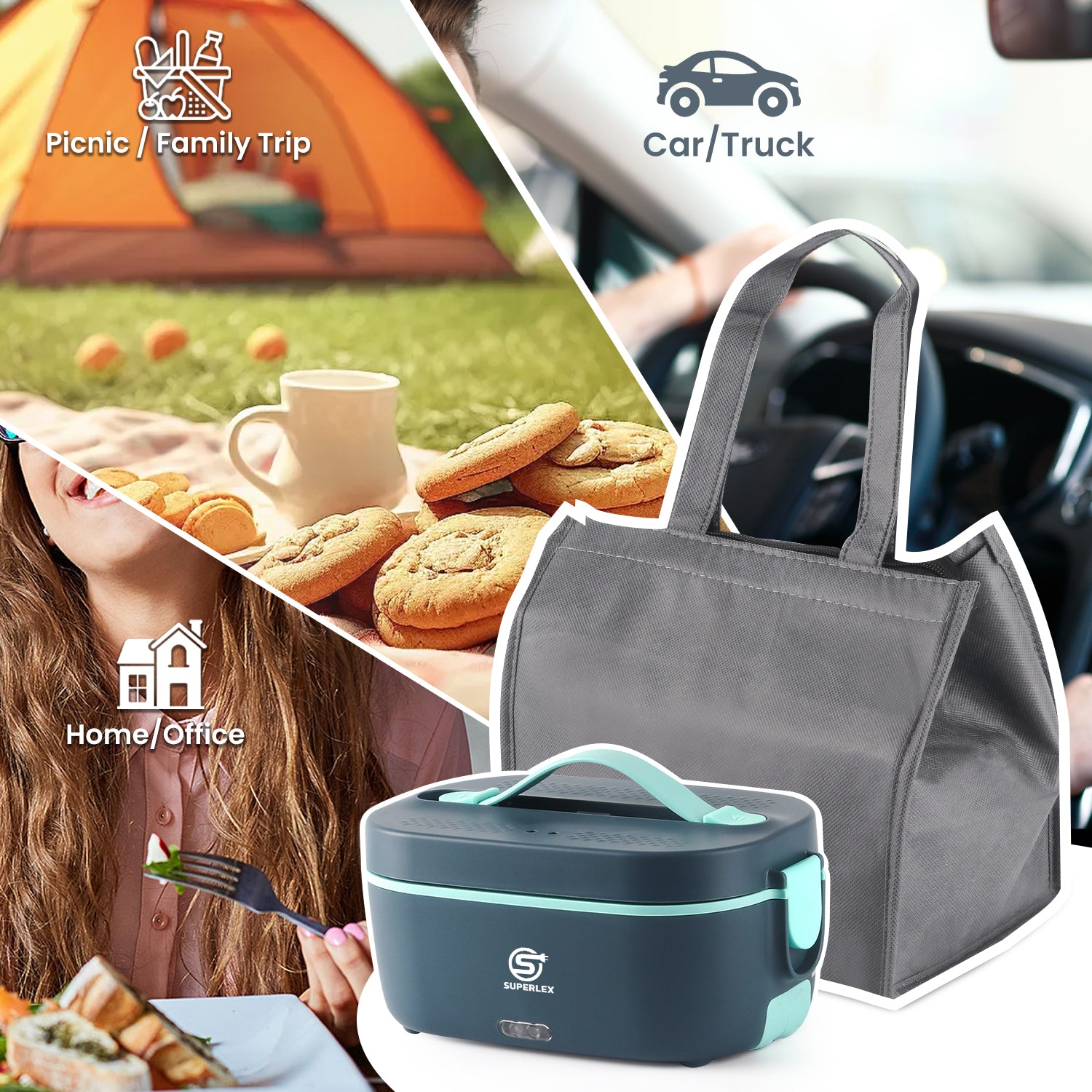 5-in-1 Electric Lunch Box with Fast Heating and Portable Design