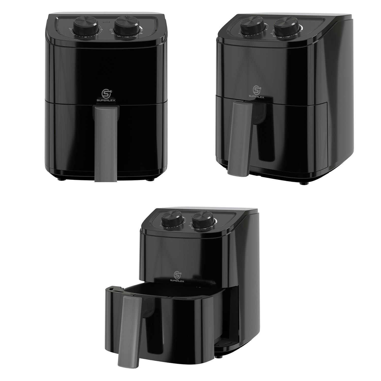 2.3L Manual Air Fryer with Adjustable Temperature & 30-Min Timer