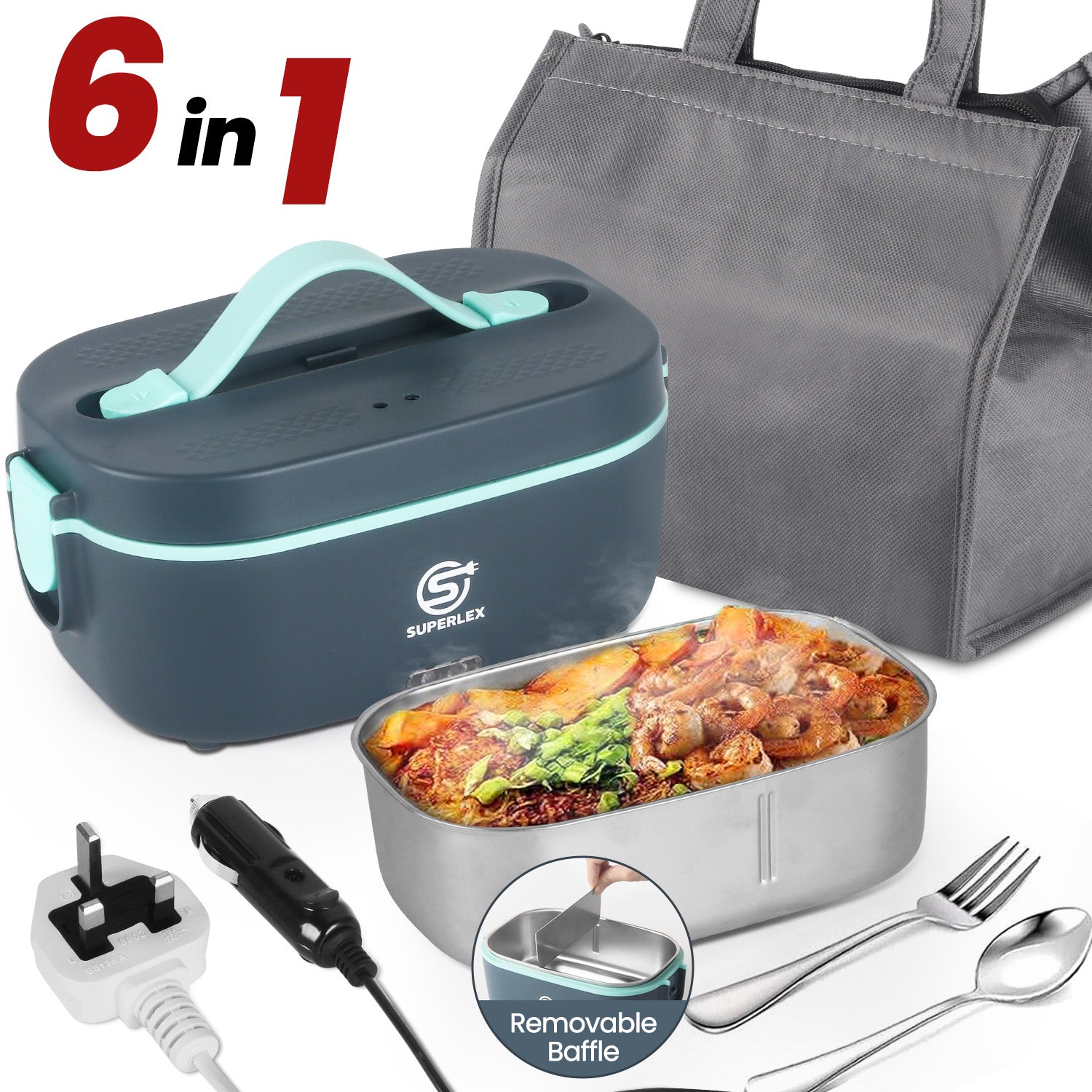 5-in-1 Electric Lunch Box with Fast Heating and Portable Design