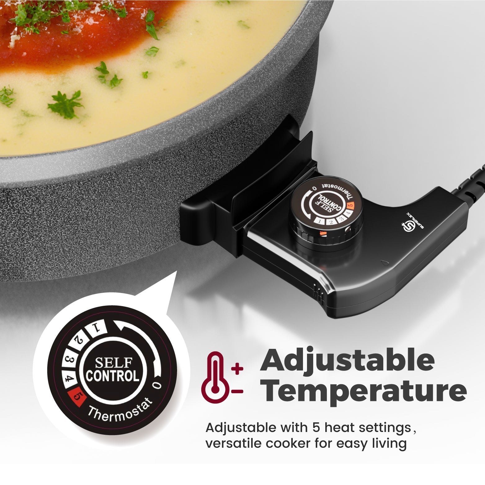 30*7cm Multi Meal Maker with 1500W Power & Adjustable Temperature Control