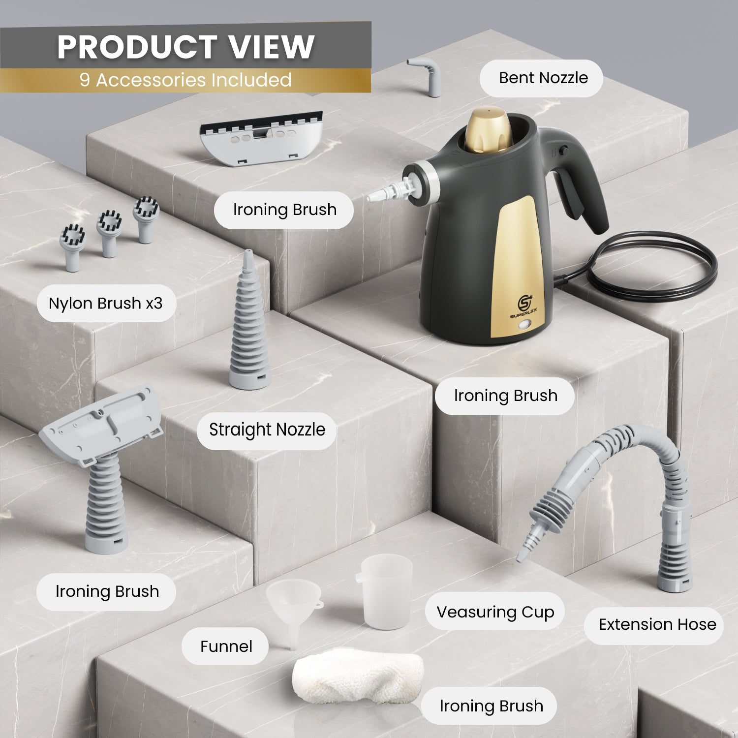 Handheld Steam Cleaner 1050W – 350ML Tank, 180° Rotating Nozzle, High-Pressure Portable Cleaner