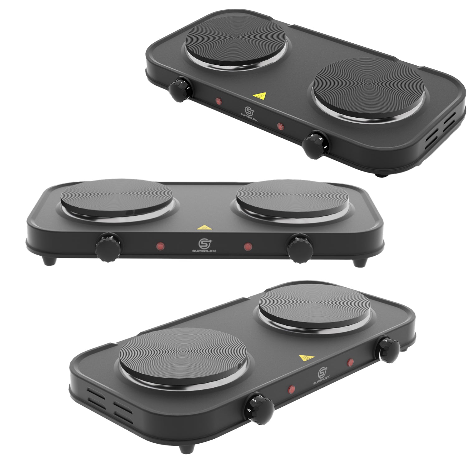 Double Hot Plate 2000W with Dual Cast Iron Hobs & Independent Temperature Control