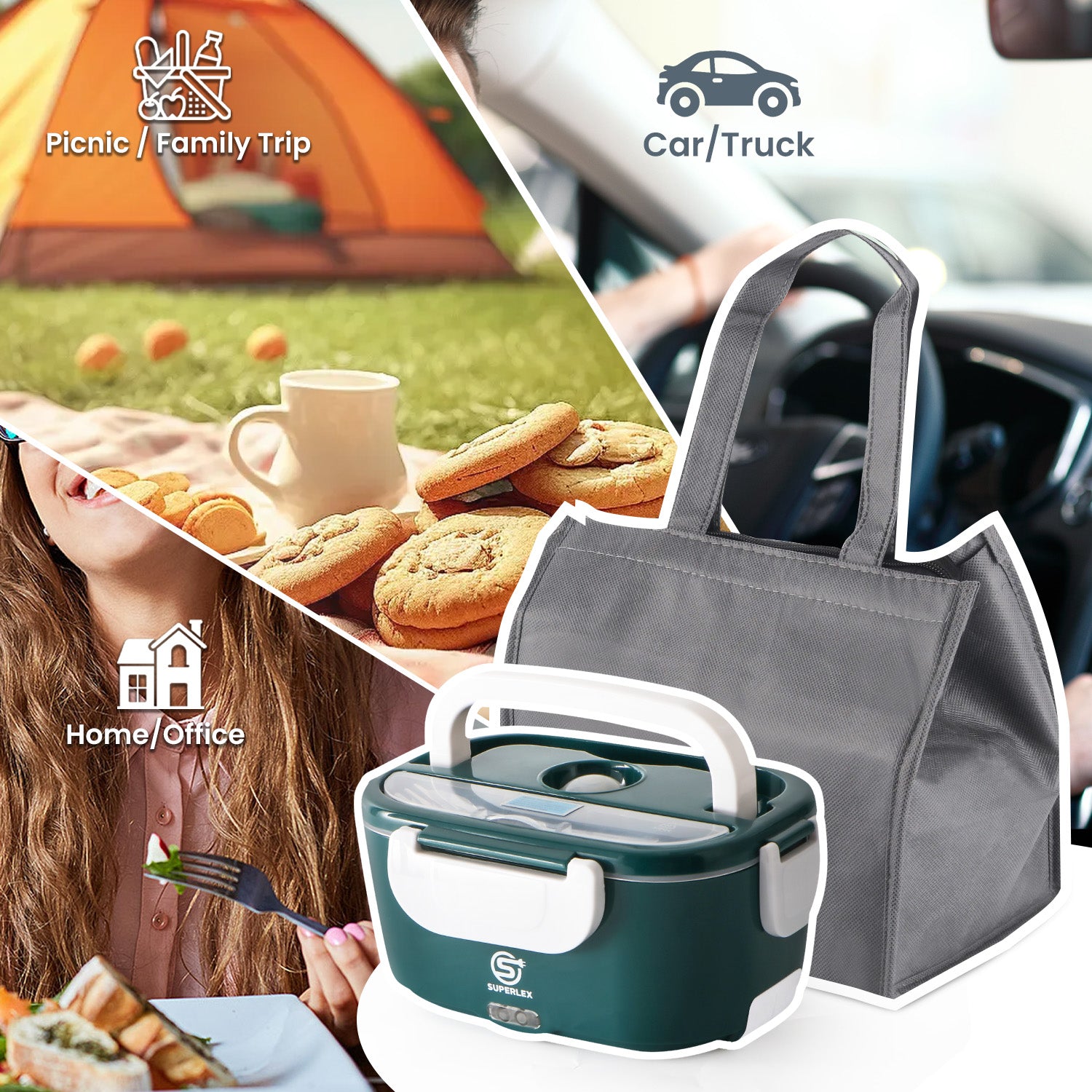 3-in-1 Electric Lunch Box with Fast Heating and Portable Design