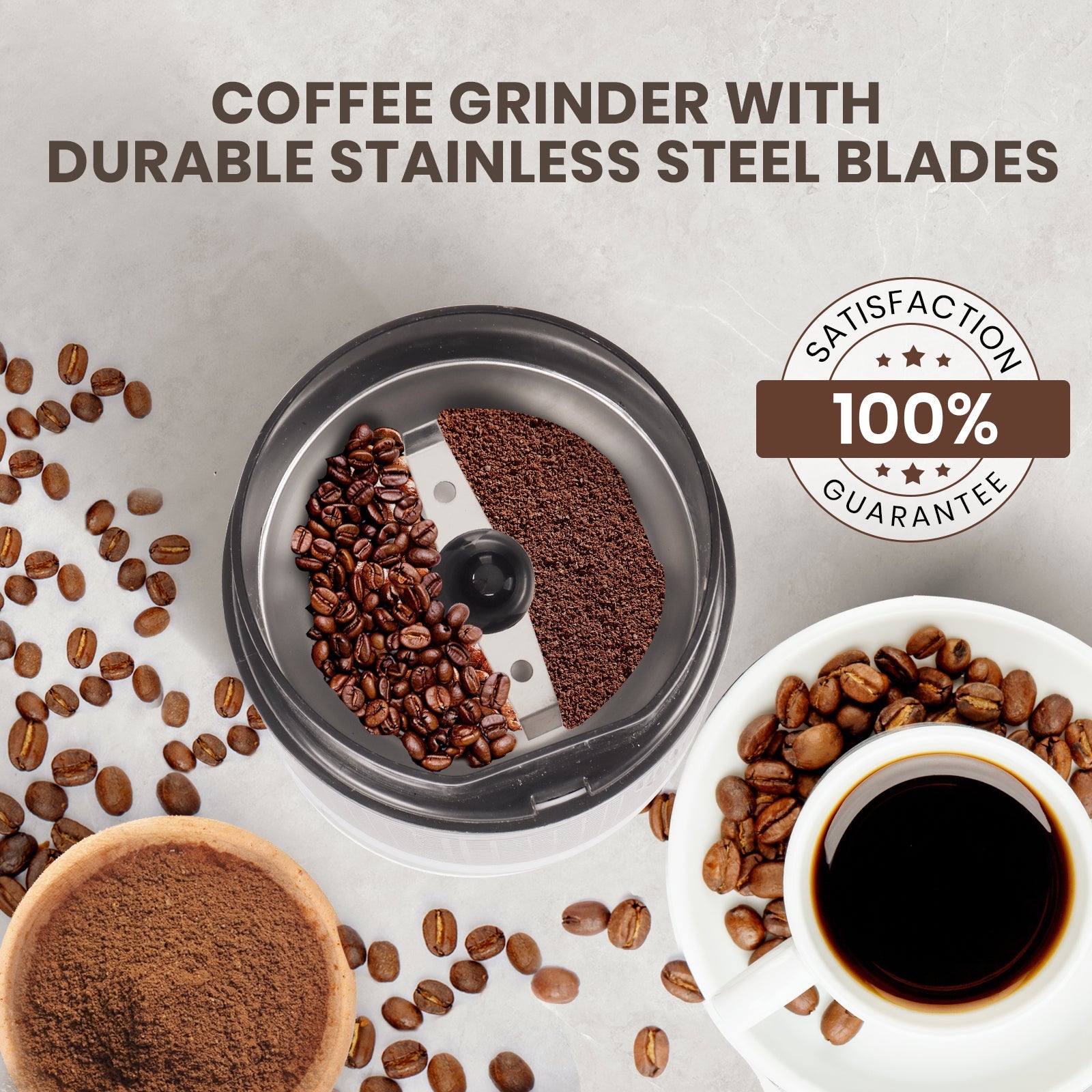 150W Coffee Grinder – Compact & Easy-to-Clean for Fresh Beans