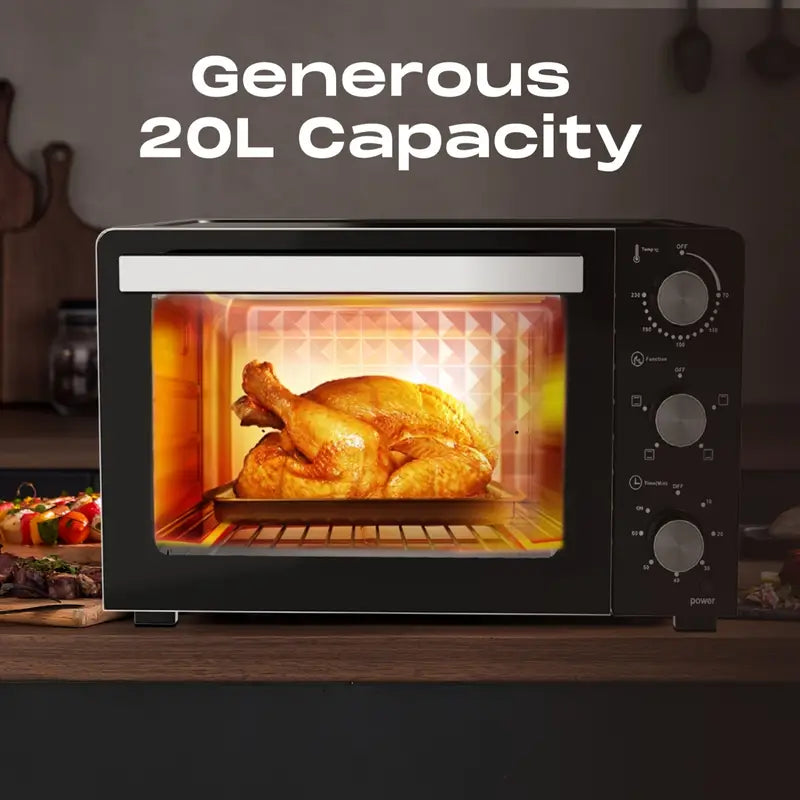 20L Toaster Oven with 1200W Power, Adjustable Temperature & Convection Function