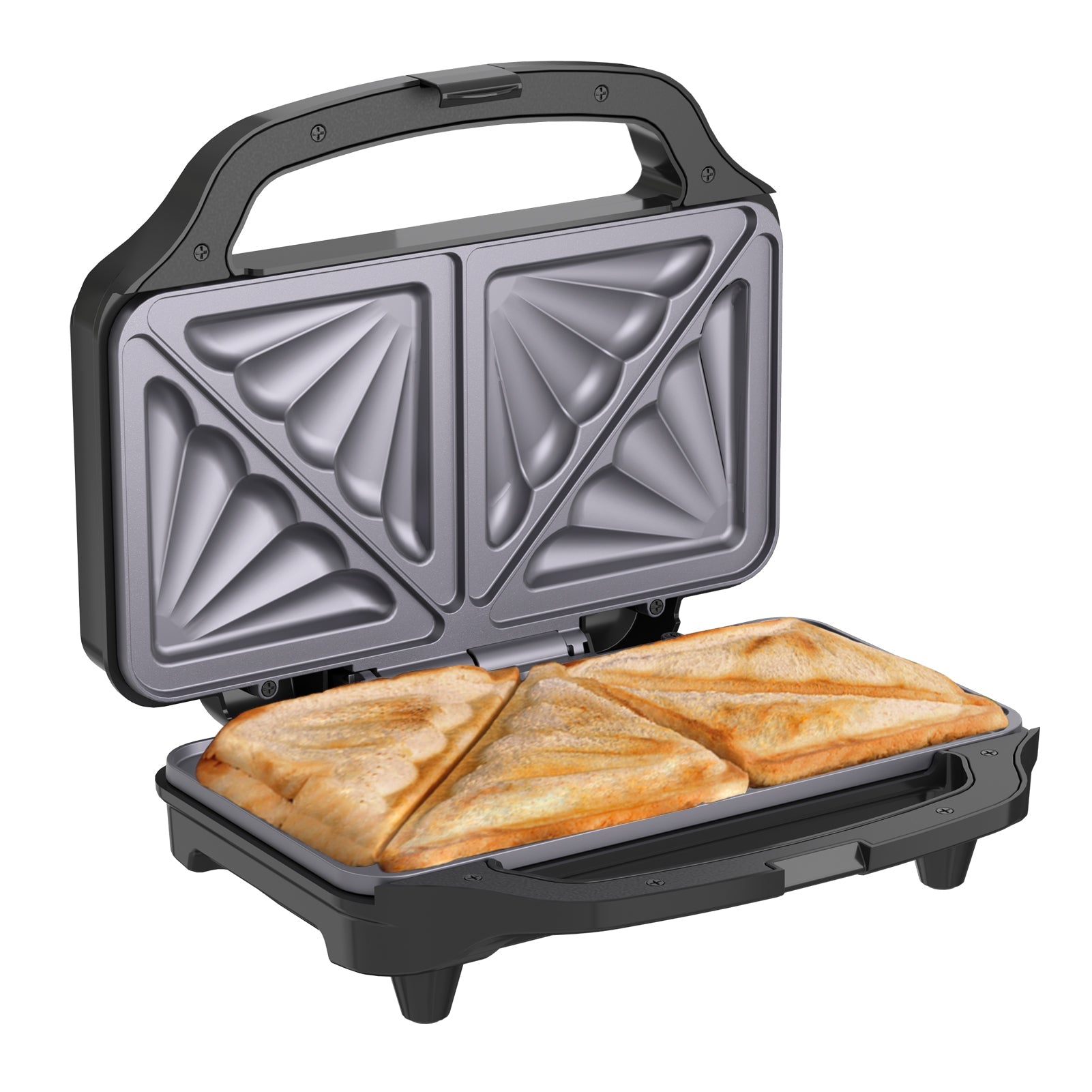 Stainless Steel XL Sandwich Maker 900W with Non-Stick Plates & Cool-Touch Handle