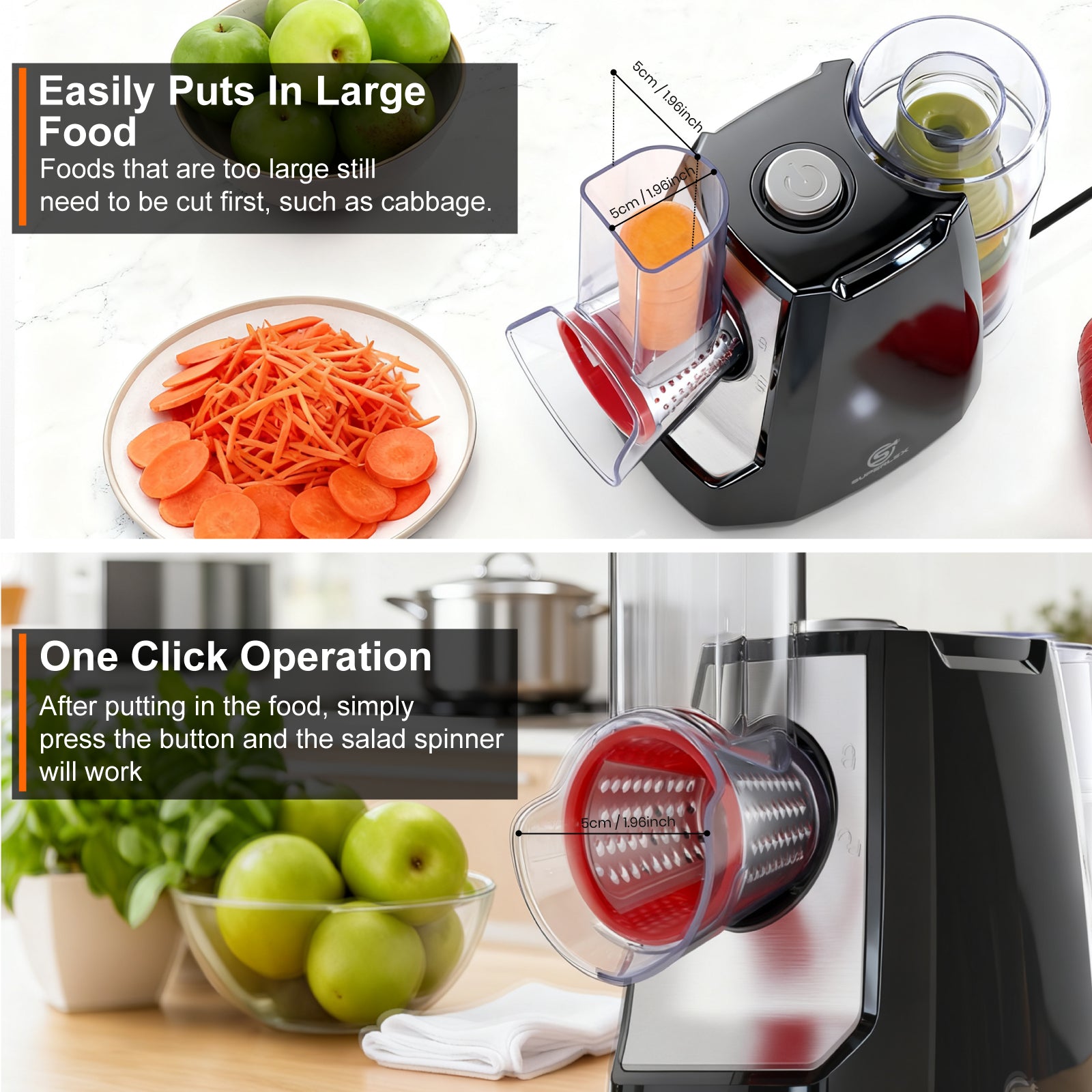 Electric 5-in-1 Salad Spinner with Stainless Steel Blades