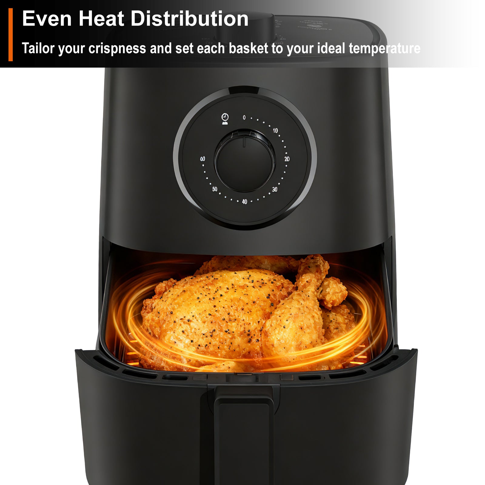 2.5L Manual Air Fryer with Adjustable Temperature Control