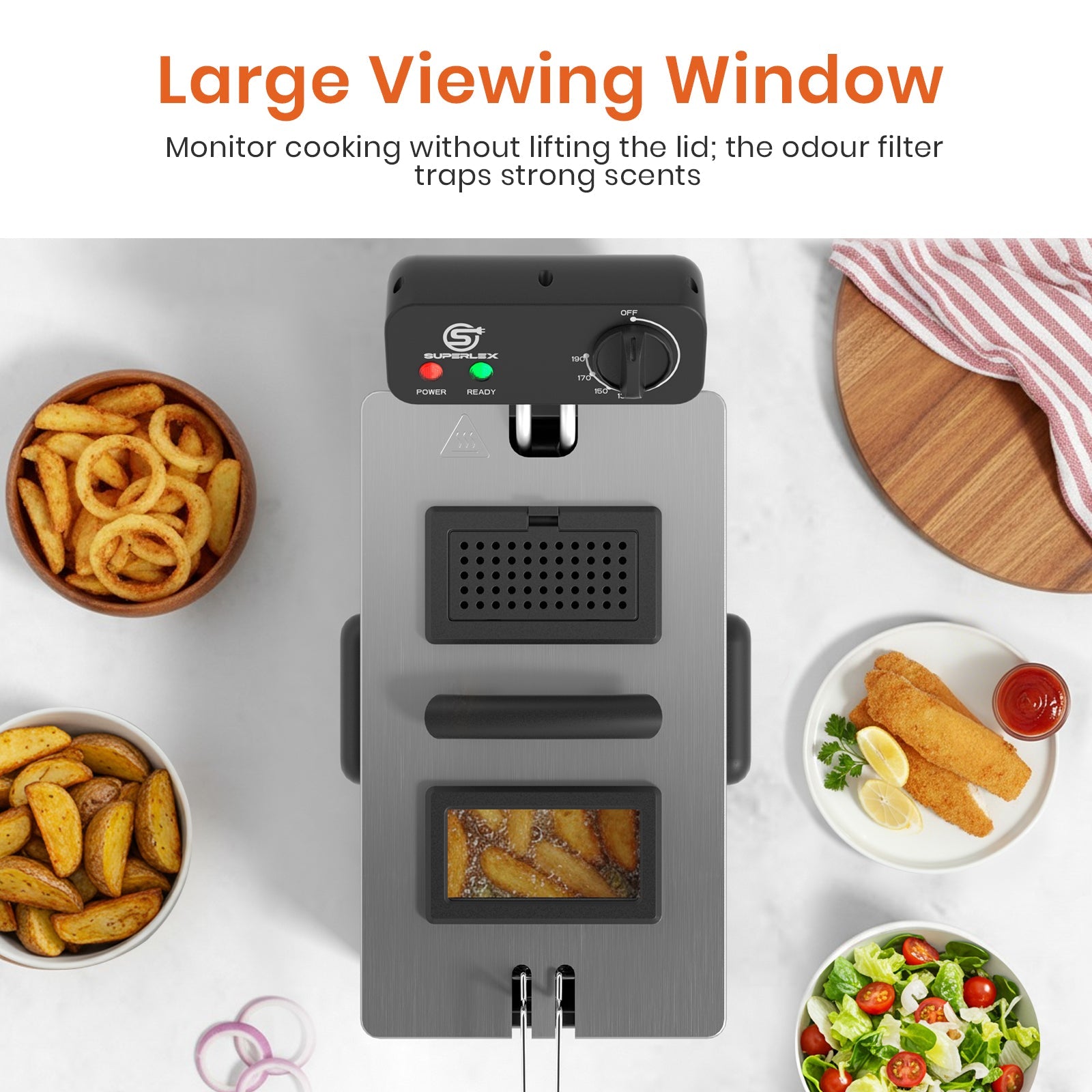 3L Stainless Steel Deep Fat Fryer 2000W with Adjustable Temperature & Safety Basket