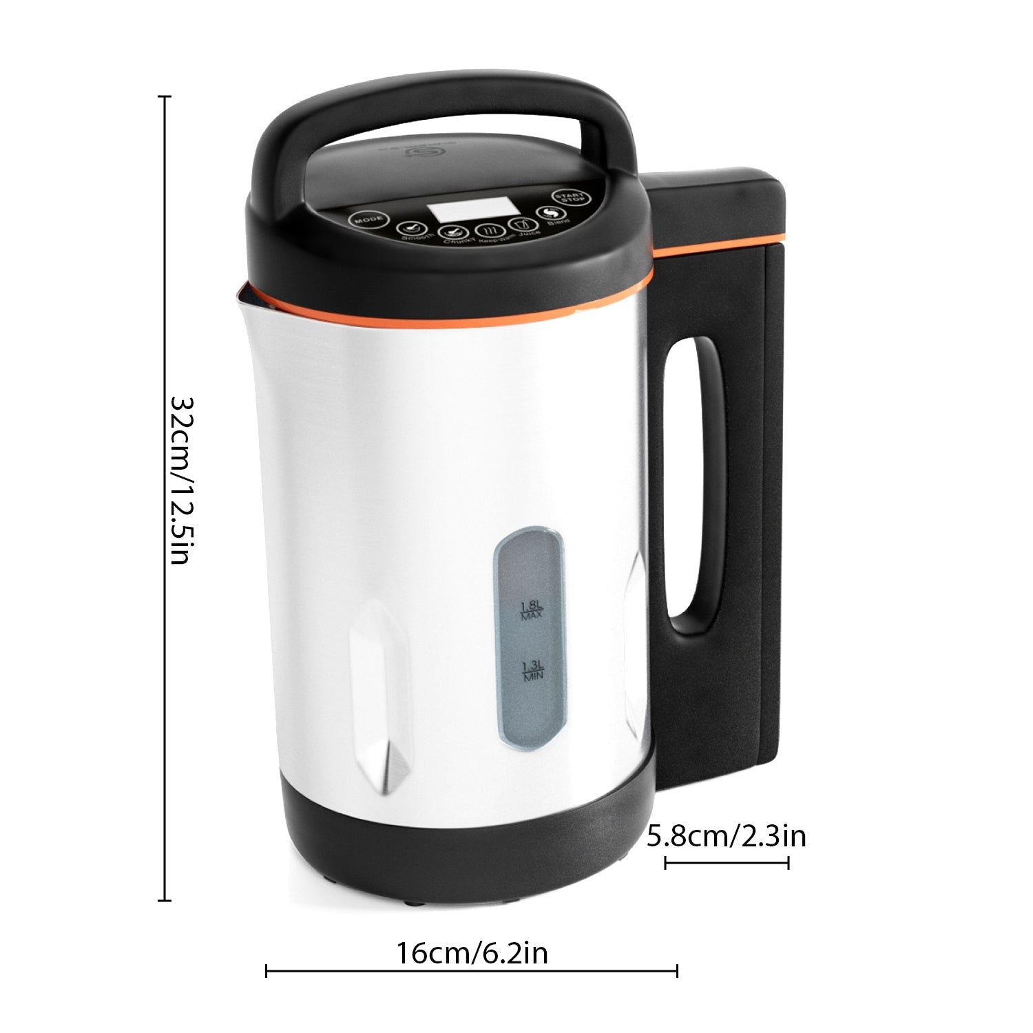 1.3-1.8L Stainless Steel Soup Maker with Smooth & Chunky Functions