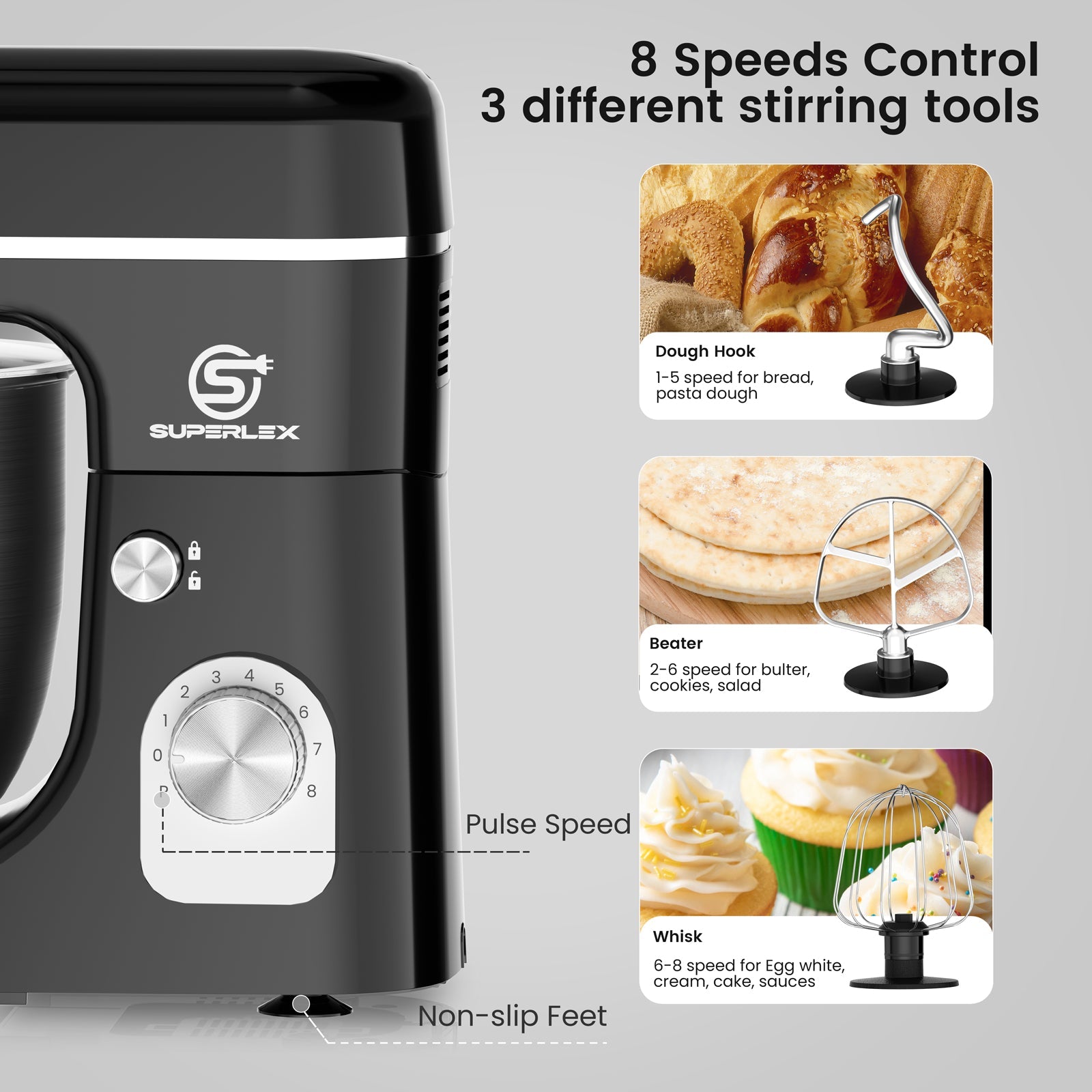 5L Stand Mixer with 1300W Motor & Multi-Function Attachments