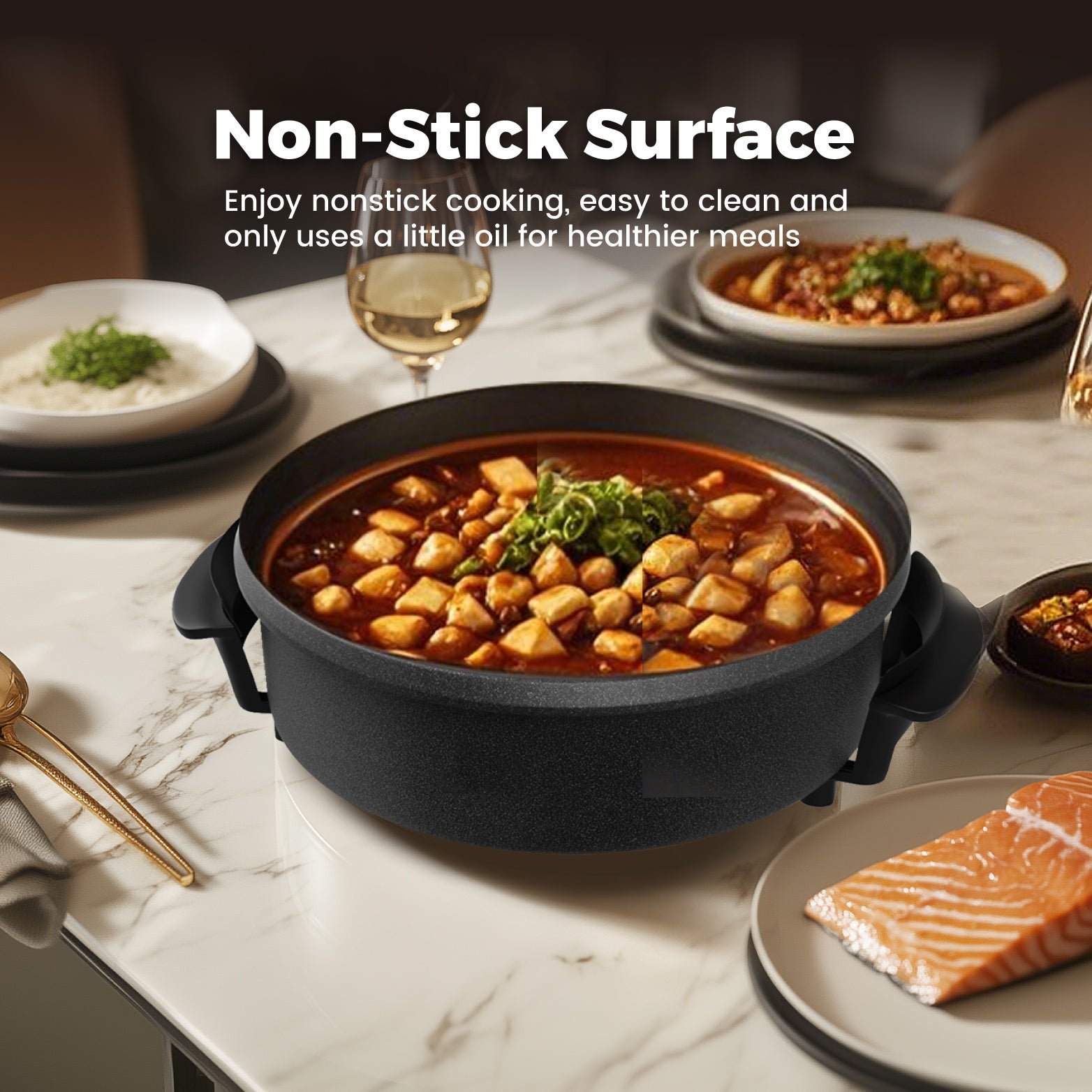 30*7cm Multi Meal Maker with 1500W Power & Adjustable Temperature Control