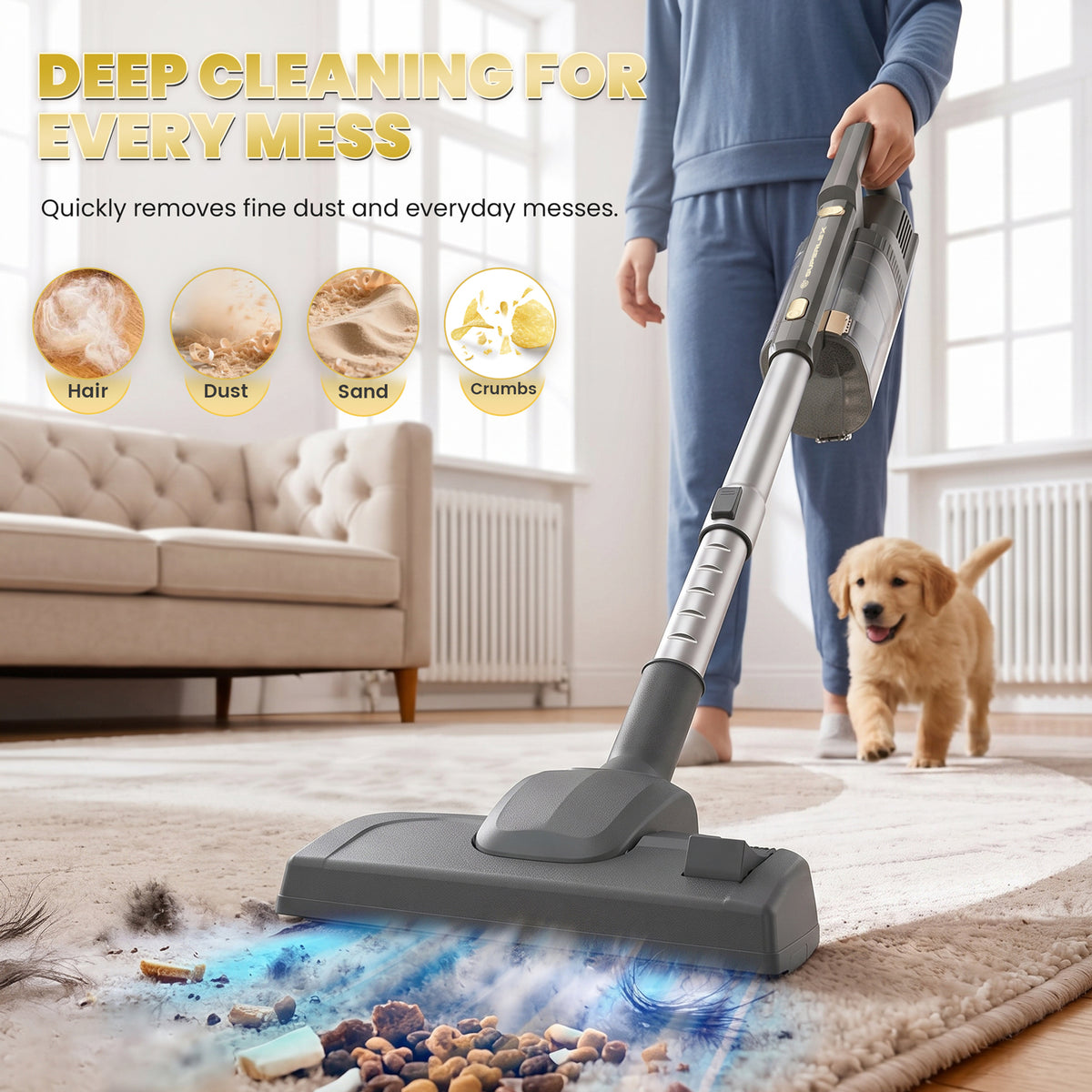 2-in-1 Handheld Vacuum Cleaner with Powerful 16.5KPa Suction