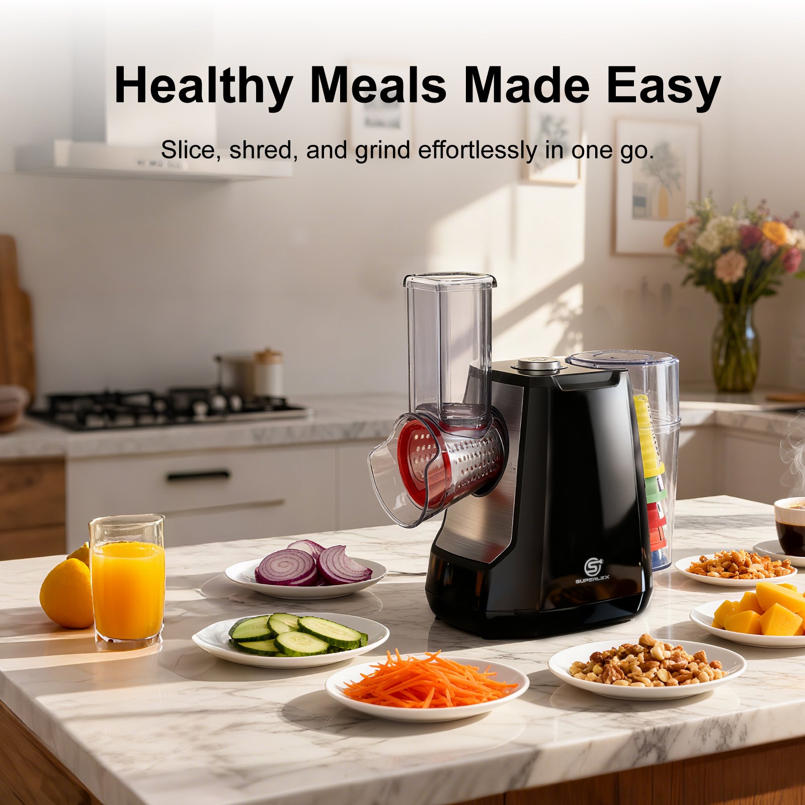 Electric 5-in-1 Salad Spinner with Stainless Steel Blades