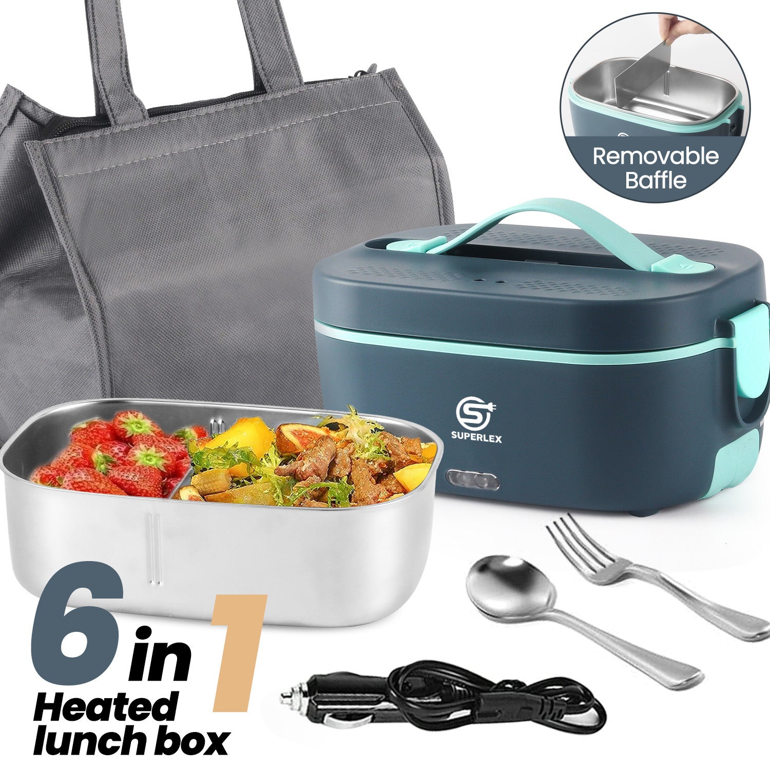 5-in-1 Electric Lunch Box with Fast Heating and Portable Design