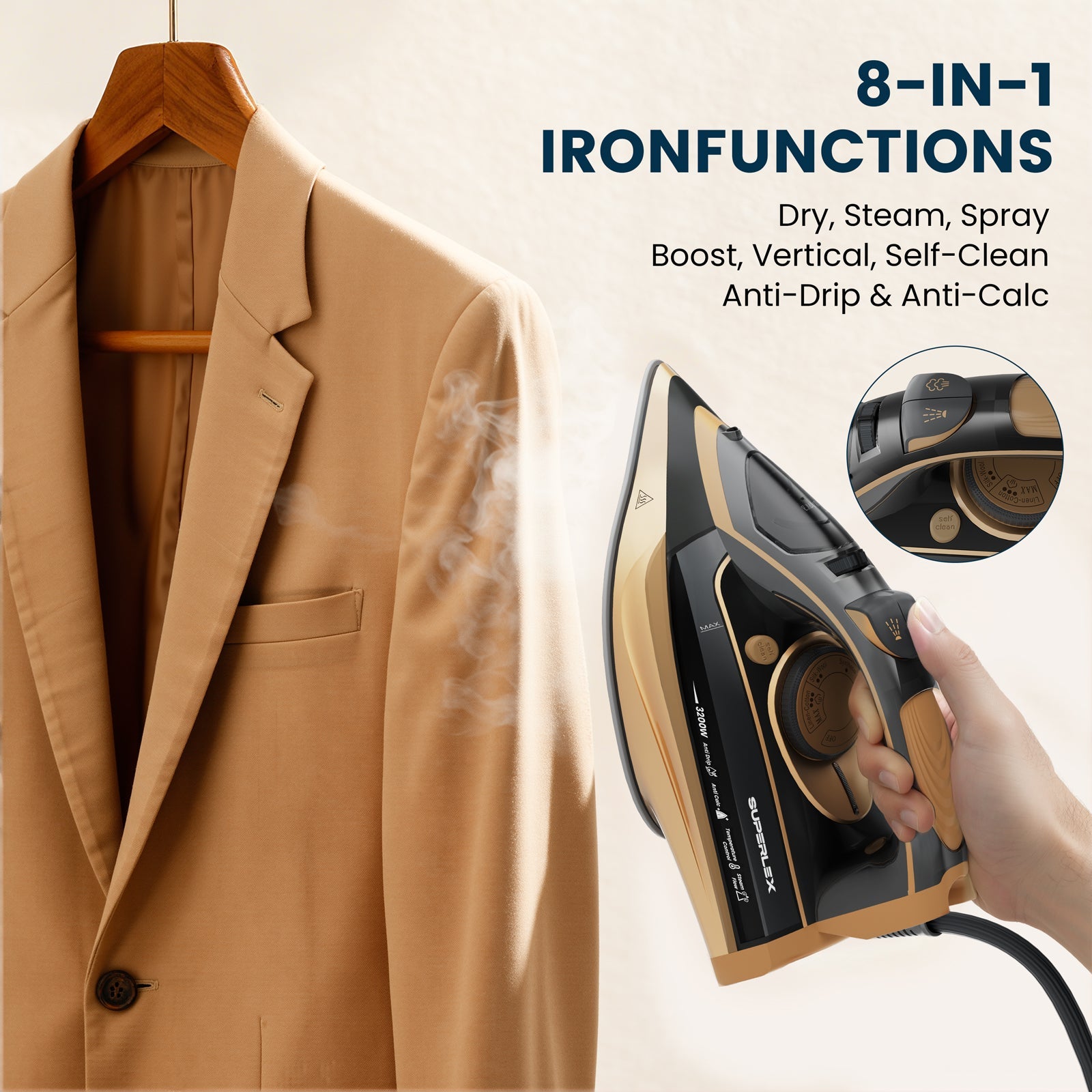 3200W Steam Iron – Powerful Anti-Scale & Vertical Steaming