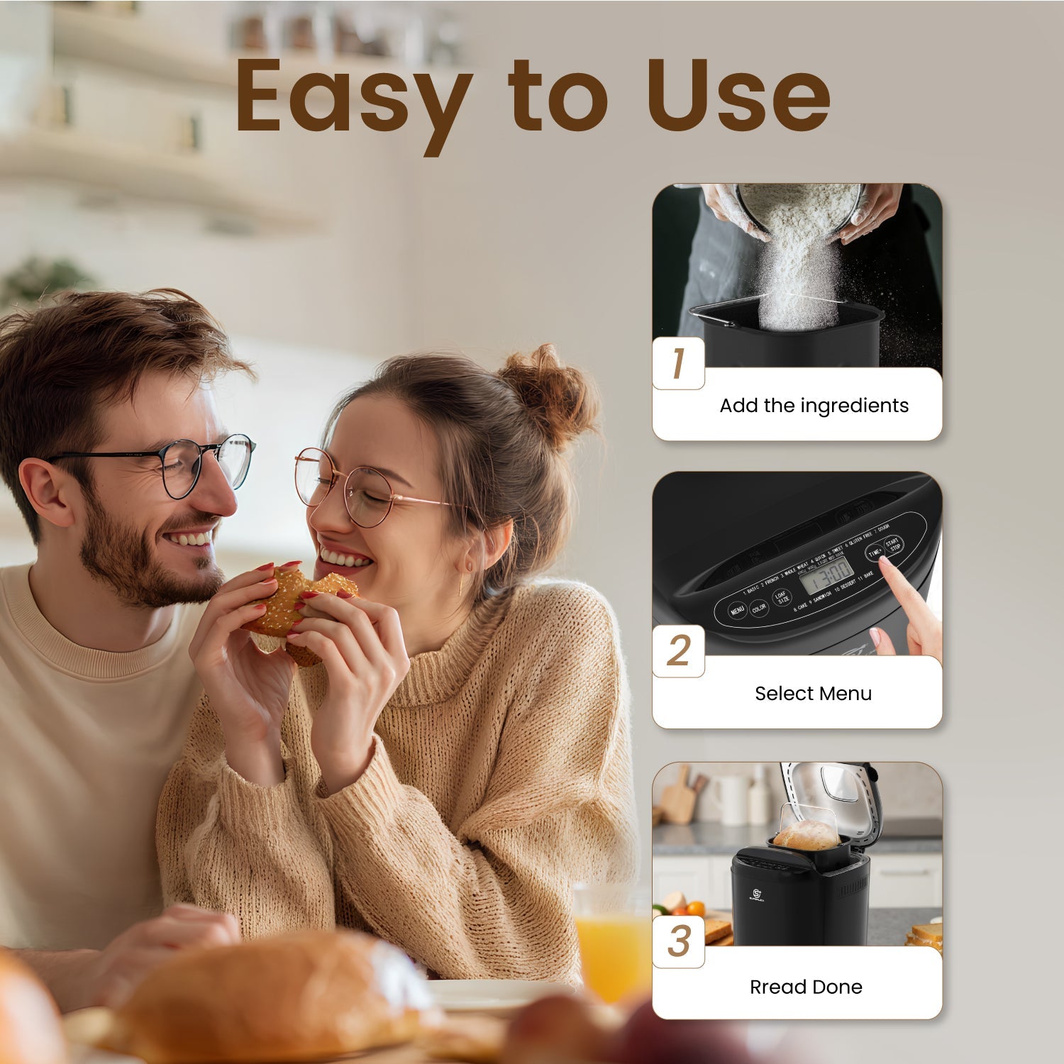 Bread Maker with 11 Programs, Dual Loaf Sizes & 13-Hour Delay Timer