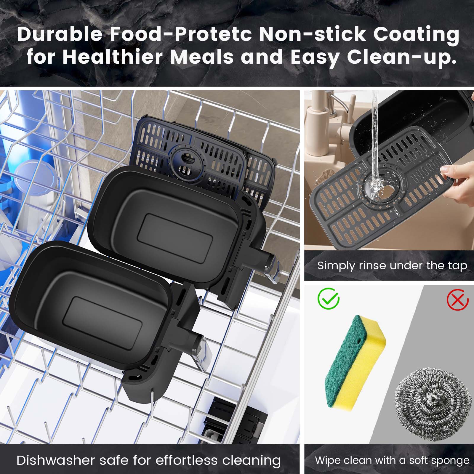 9L Double Air Fryer with Dual Pots, Adjustable Temperature & 30-Min Timer