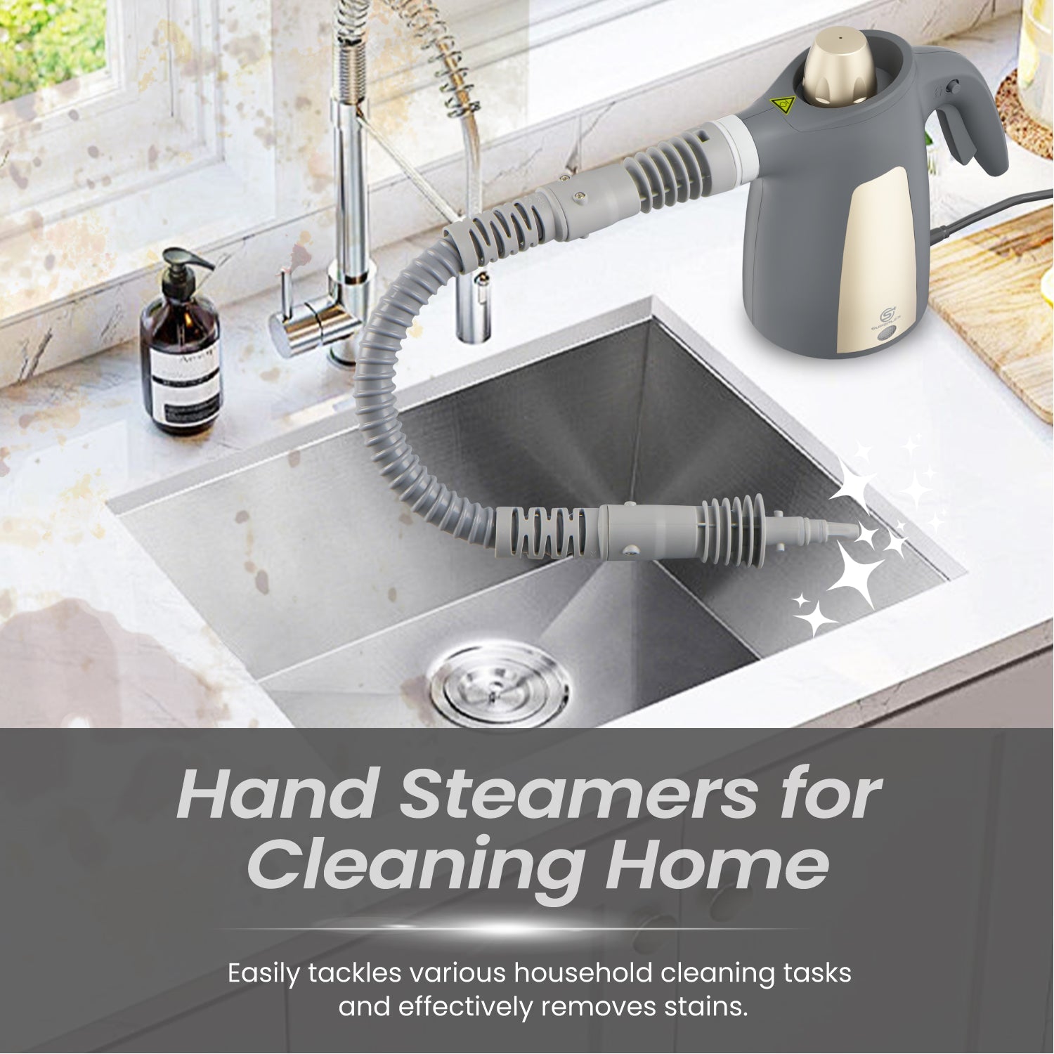 Handheld Steam Cleaner 1050W – 350ML Tank, 180° Rotating Nozzle, High-Pressure Portable Cleaner