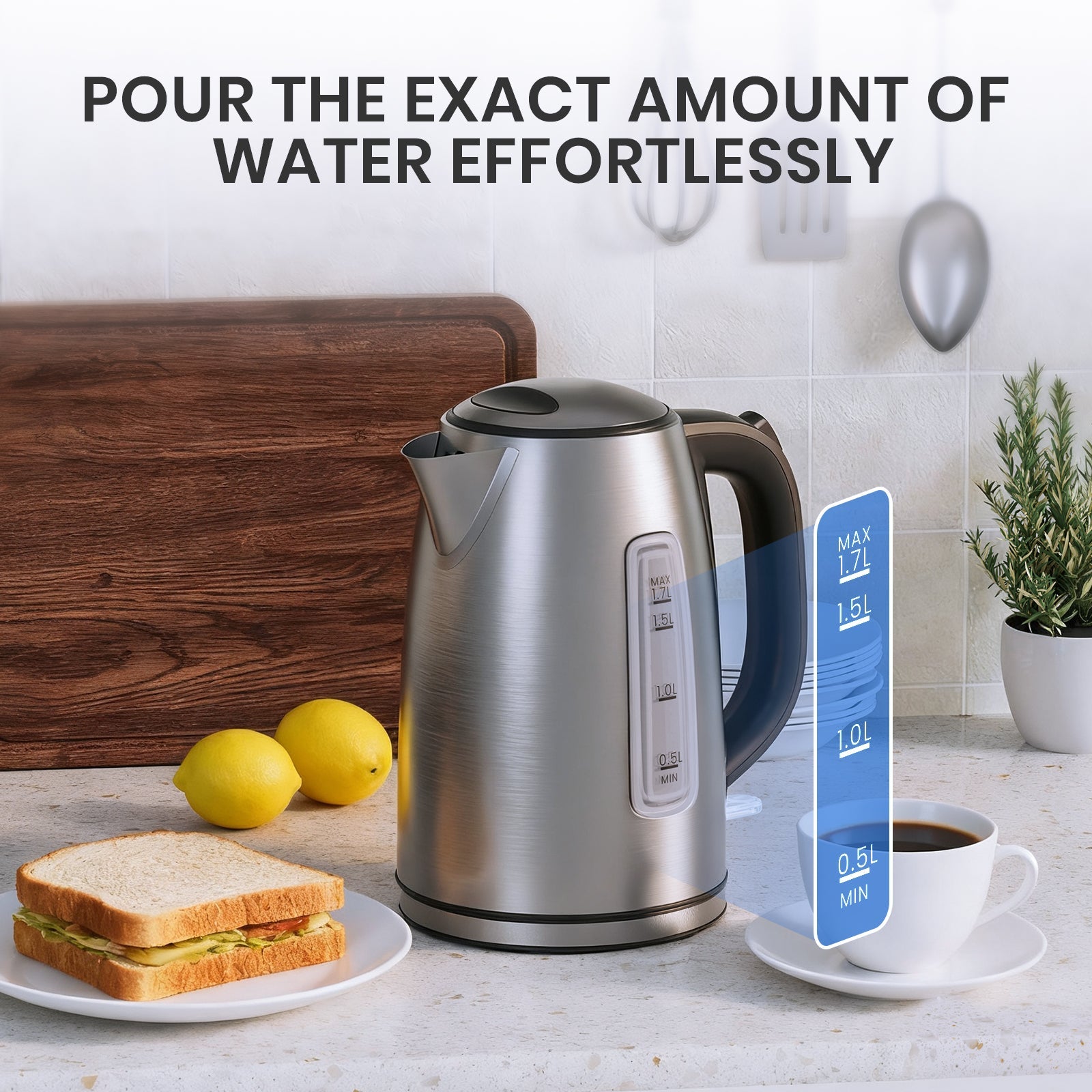 1.7L Electric Kettle with 1850-2200W Fast Boil & Strix Temperature Control