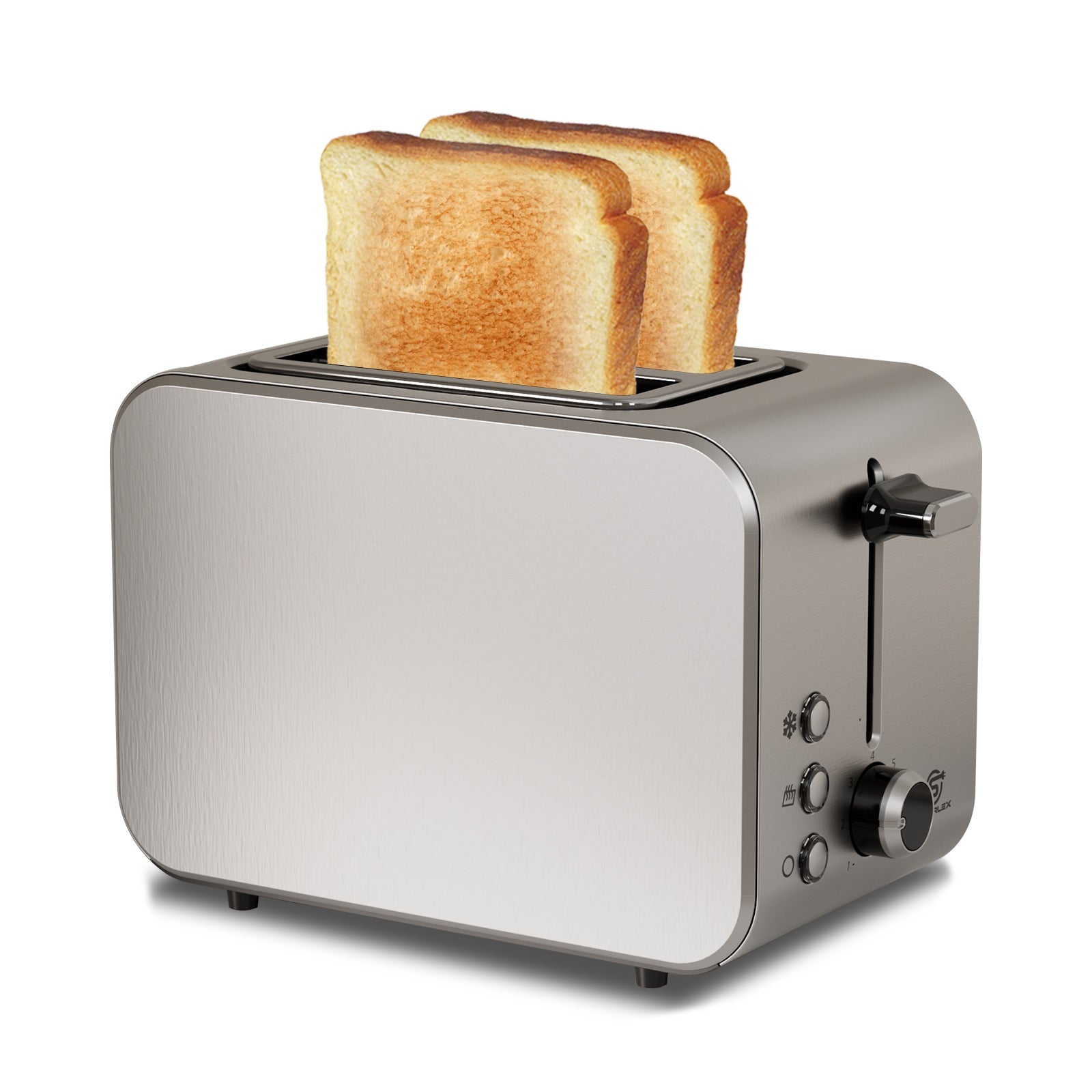 2-Slice Stainless Steel Toaster with 715-850W Fast Heating & Digital Controls