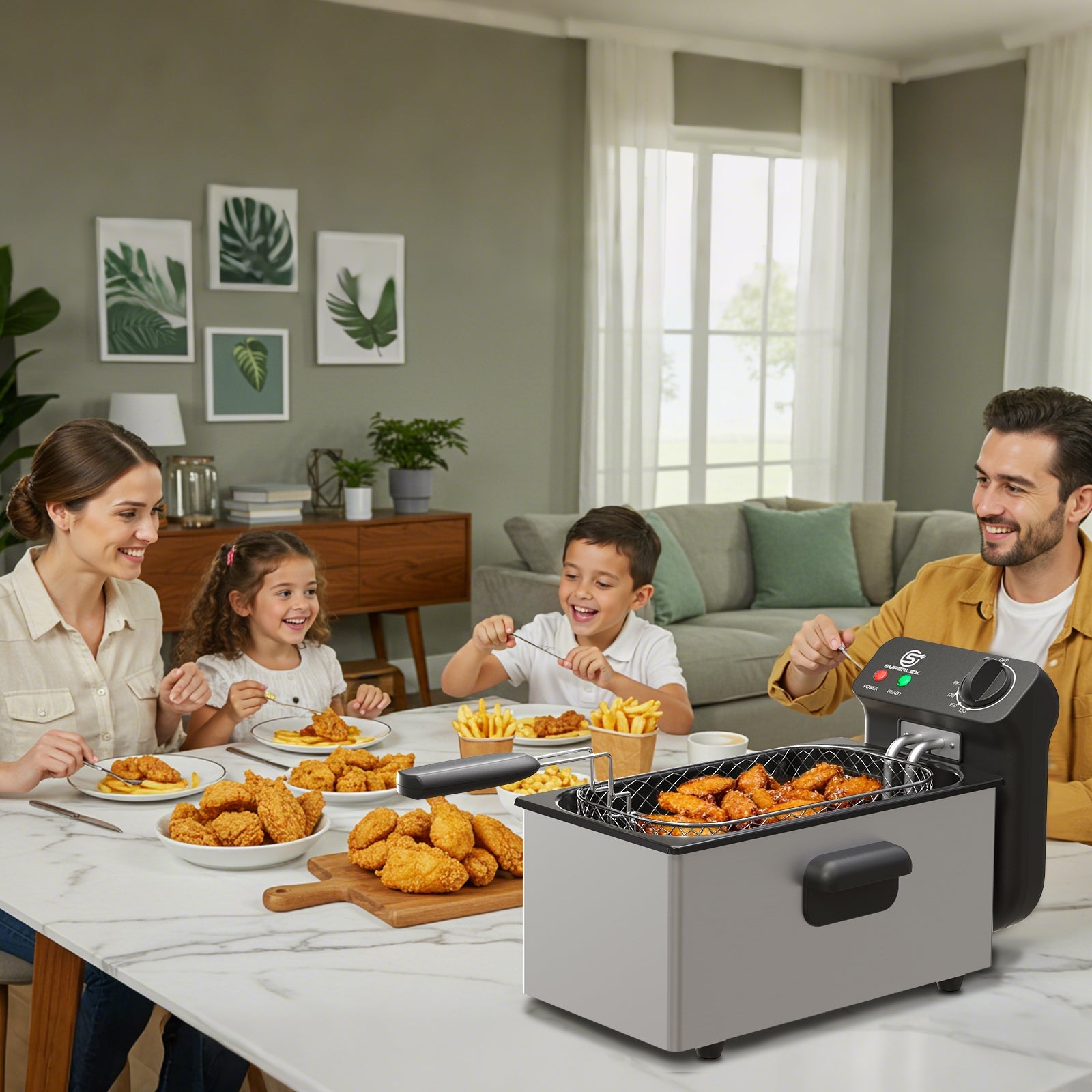 3L Stainless Steel Deep Fat Fryer 2000W with Adjustable Temperature & Safety Basket