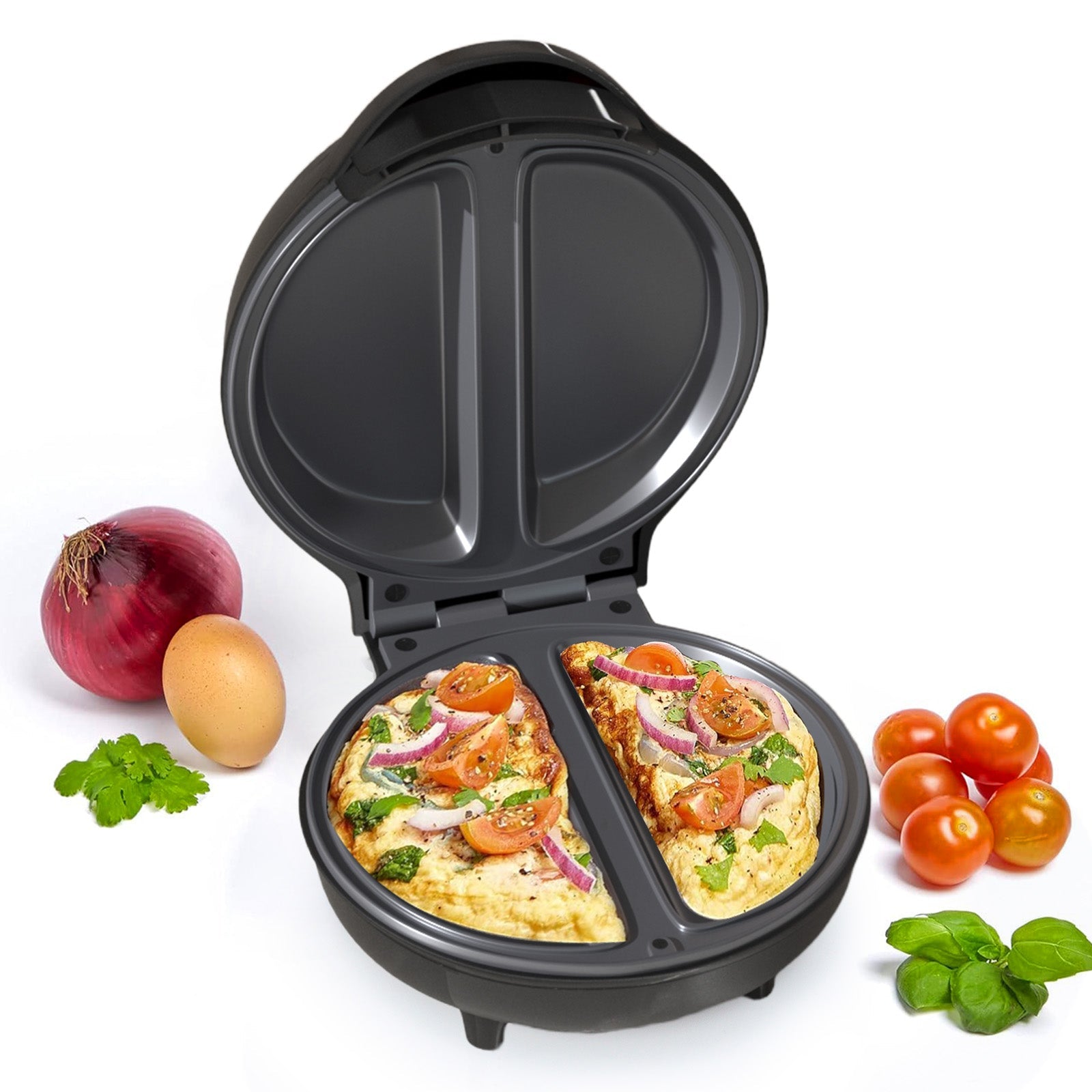 750W Omelette Maker with Non-Stick Surface & Auto Temperature Control