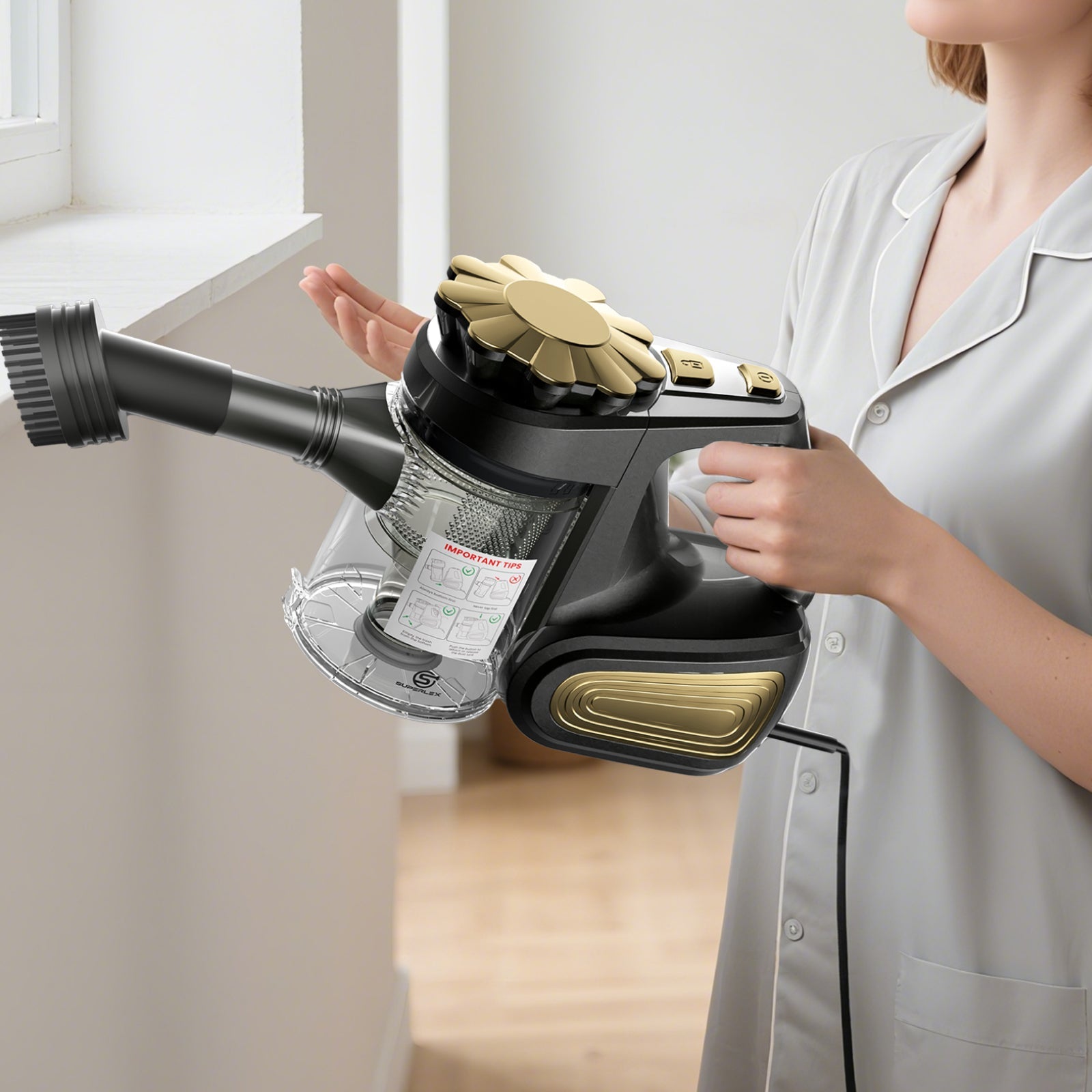 2-in-1 Corded Vacuum Cleaner – 600W Powerful Suction with Cyclone Filtration & Large Dust Bin