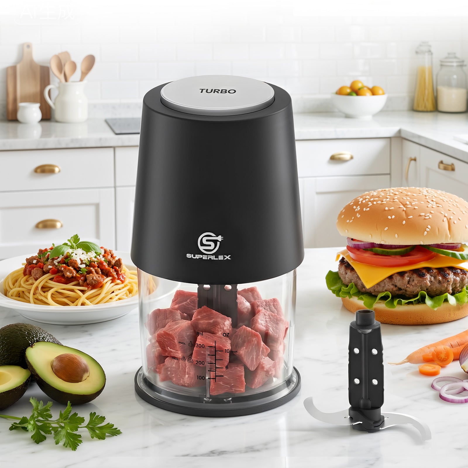 260W Mini Chopper with 500ml Jar & Dual Speed Turbo Function