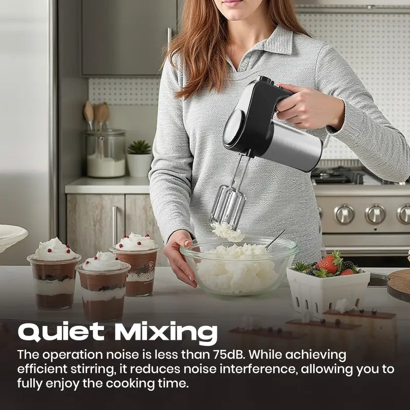 300W Hand Mixer with 5 Speeds, Turbo Mode & Stainless Steel Beaters