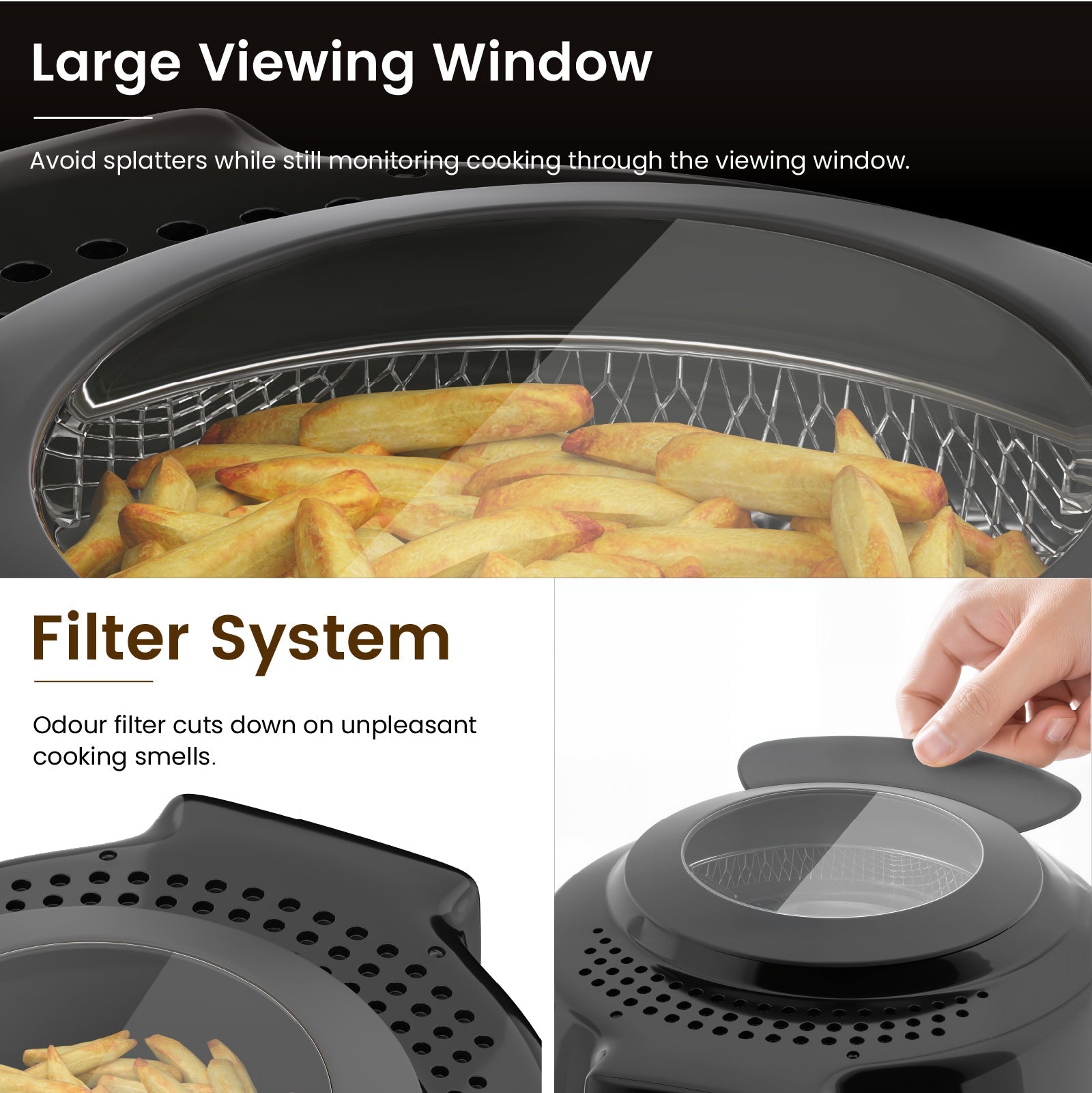 1L Plastic Deep Fat Fryer with 850-950W Power & Adjustable Temperature