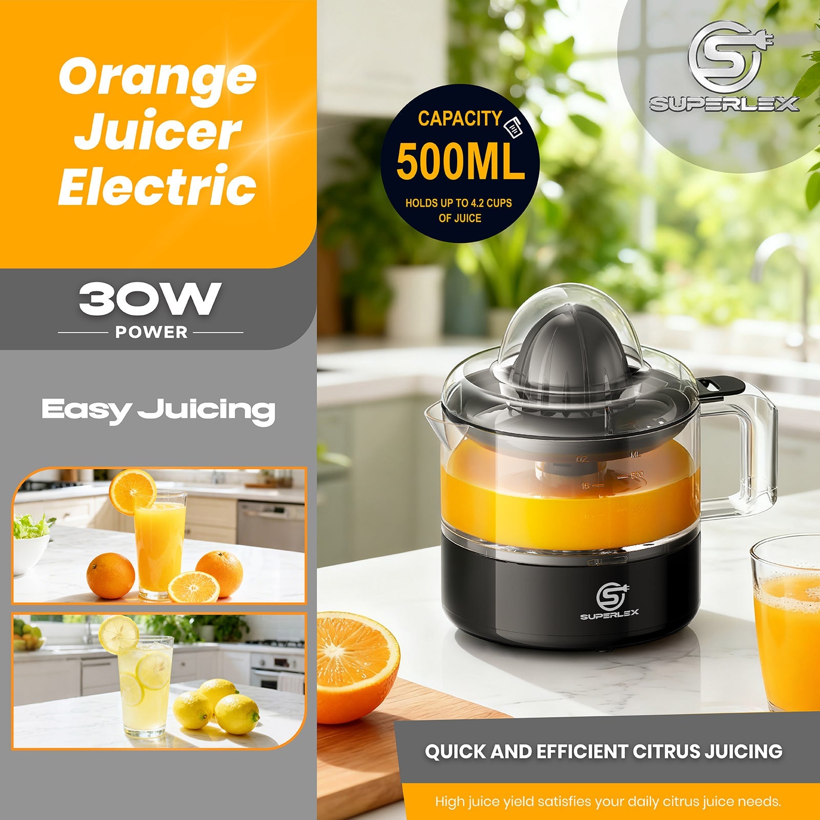 30W Citius Press Juicer – Compact Electric Citrus Juicer for Fresh Juice