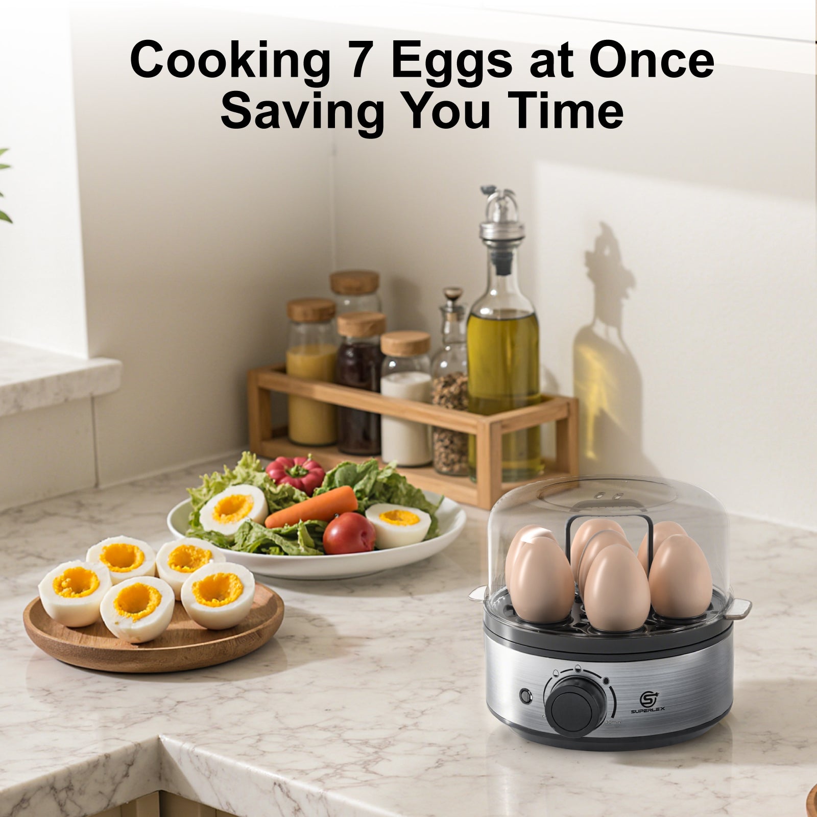 Egg Stainless Steel Cooker with Multi-Level Design & Audible Beep Alert