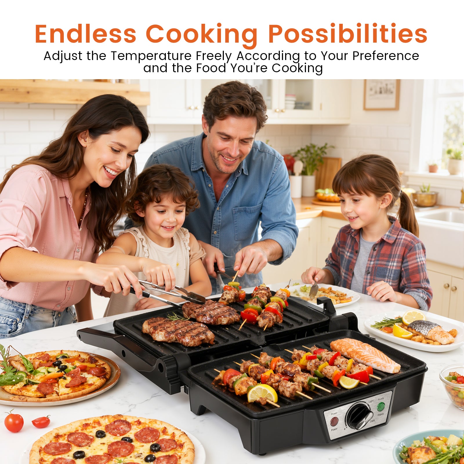 Stainless Steel Electric Medium Grill with Even Heating