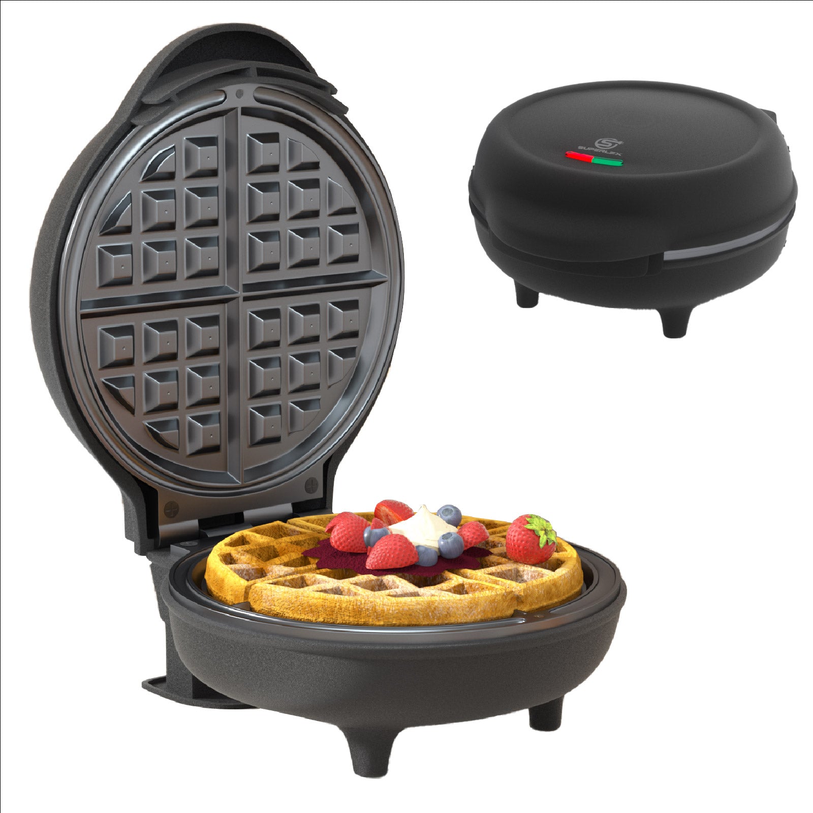750W Belgium Waffle Maker – 4-Waffle Capacity with Auto Temperature Control