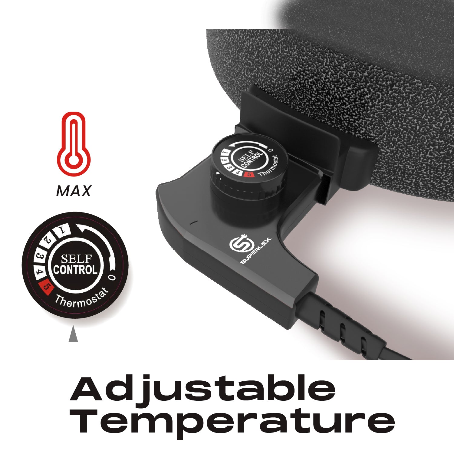 40*7cm Multi Meal Maker with 1500W Power & Adjustable Thermostat