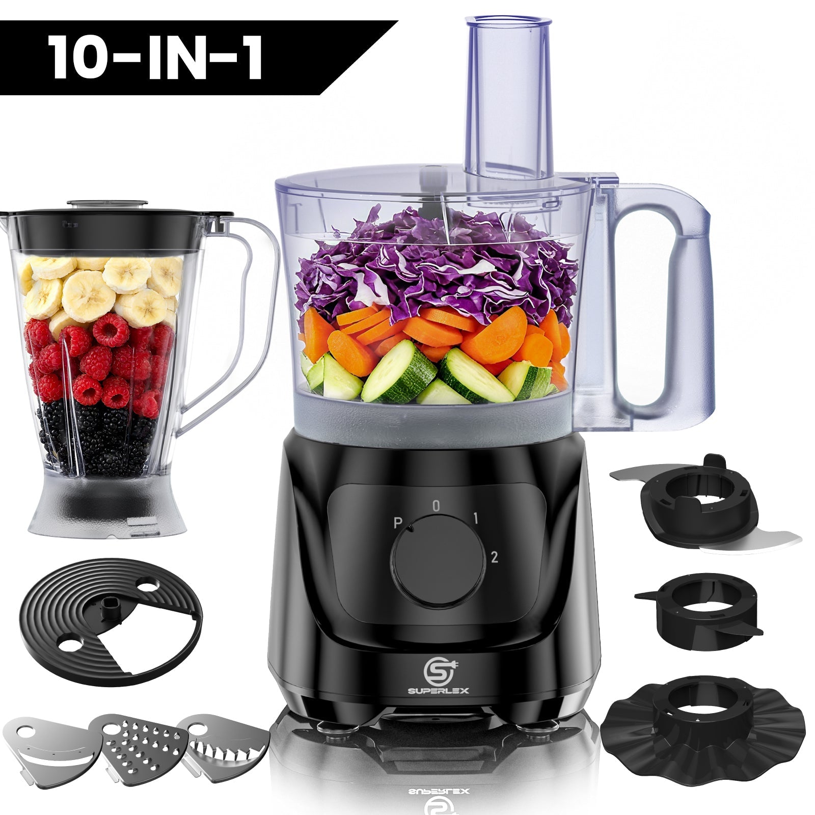 800W Compact Food Processor with Multi-Function Slicing & Blending