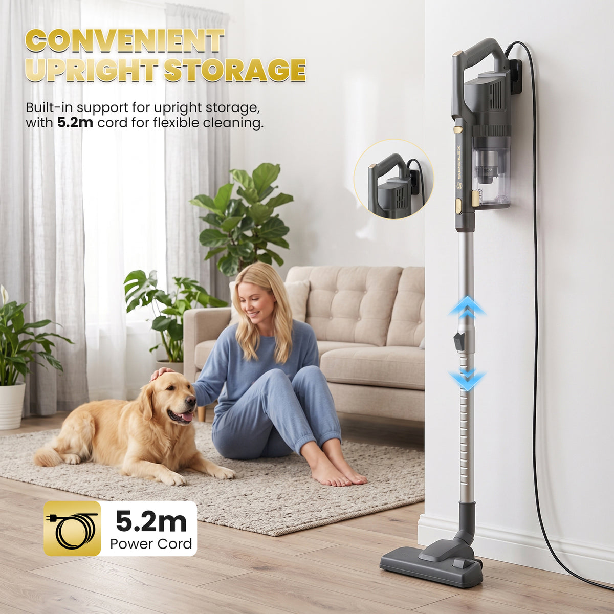 2-in-1 Handheld Vacuum Cleaner with Powerful 16.5KPa Suction