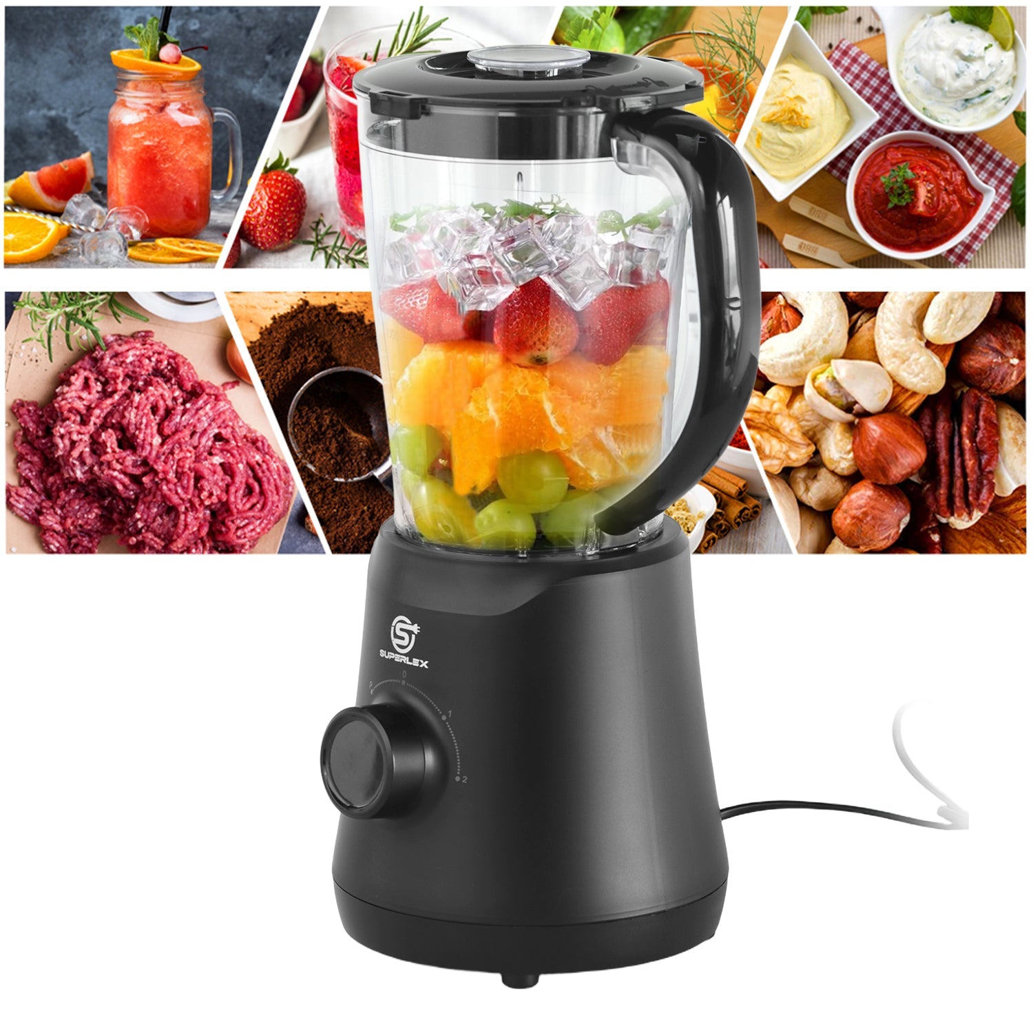 500W Jug Blender with 1.5L Capacity & Stainless Steel Blades