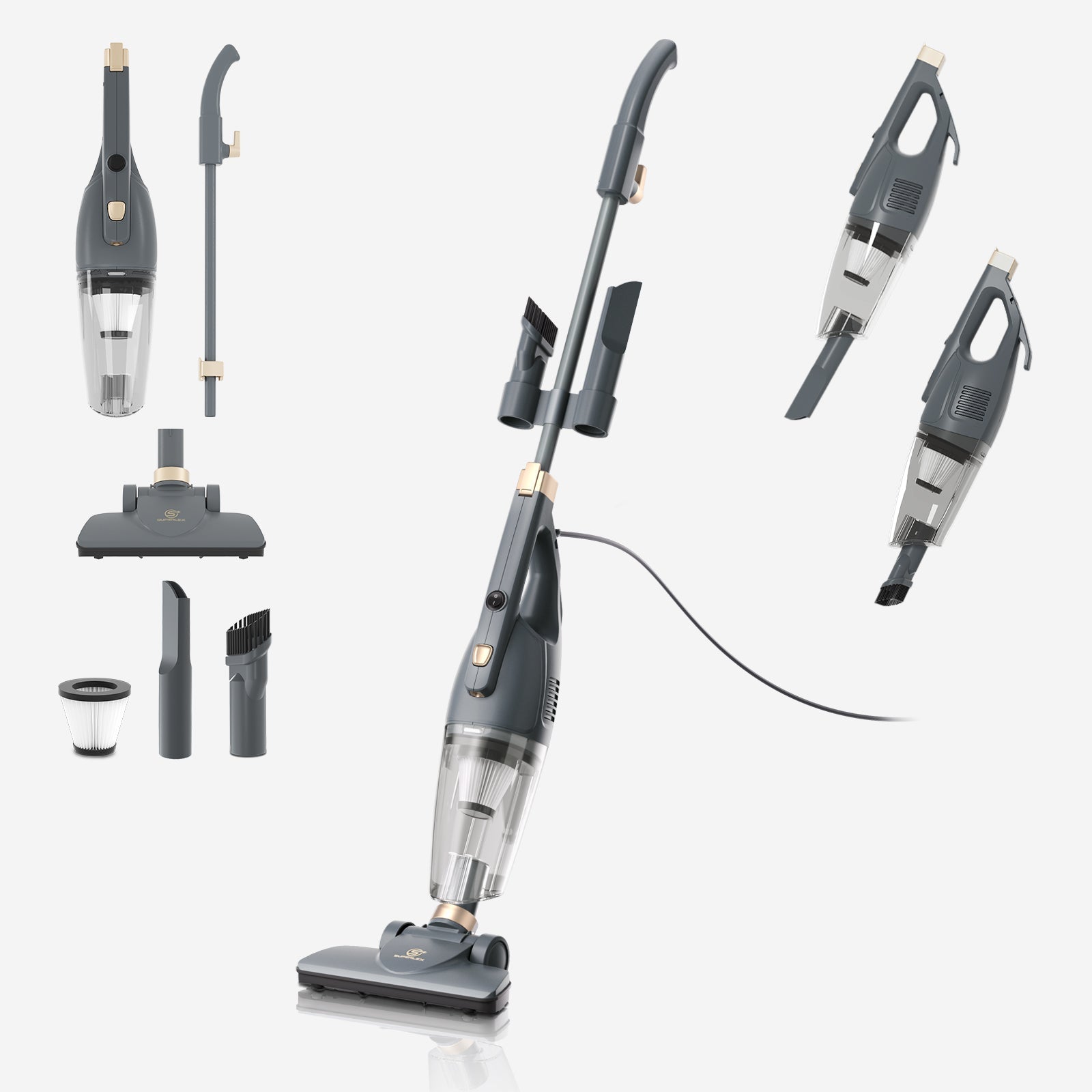 2-in-1 Stick Vacuum Cleaner – Powerful Suction with HEPA Filtration & Multi-Surface Tools