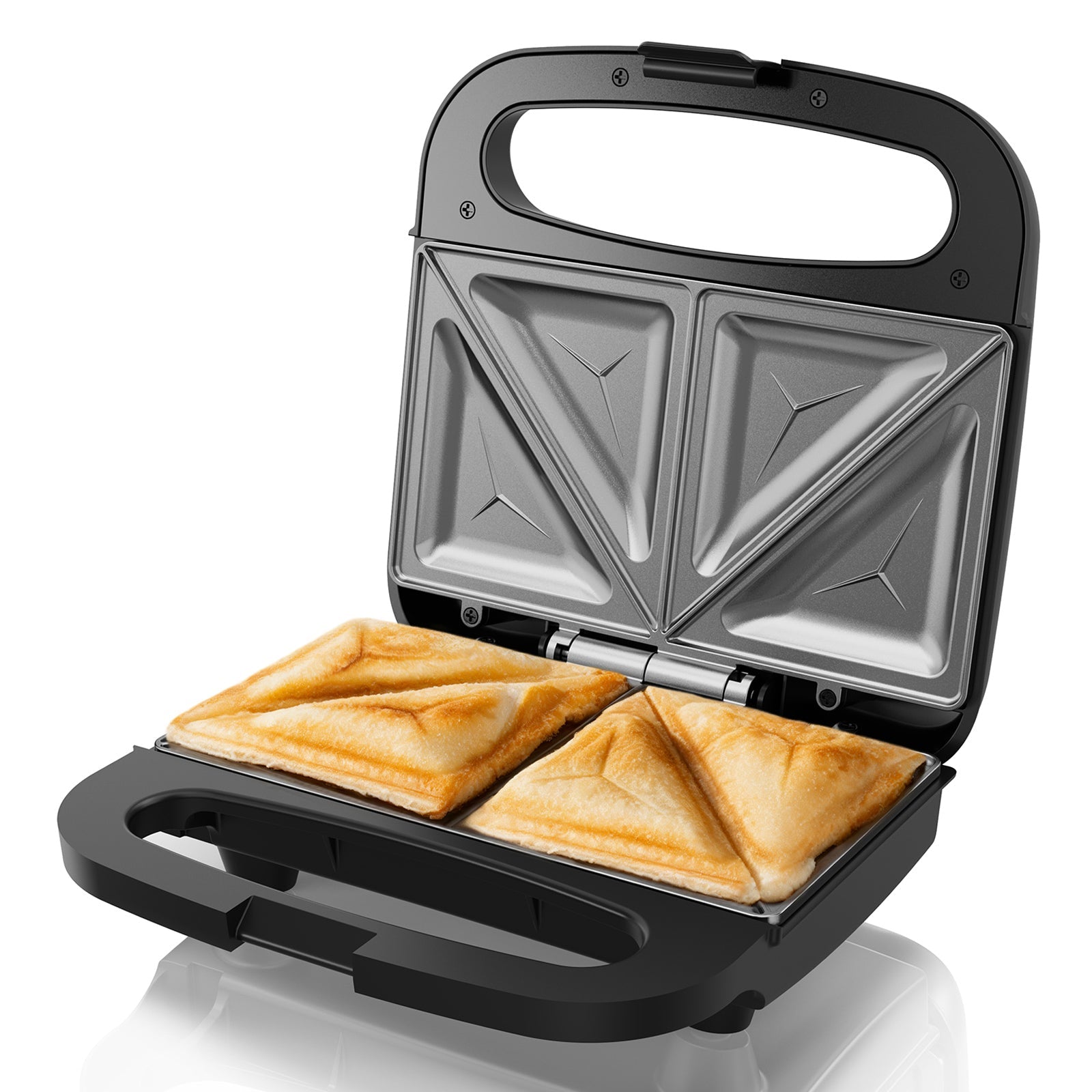 750W 2-Slice Sandwich Maker with Non-Stick Plates & Auto Temperature Control